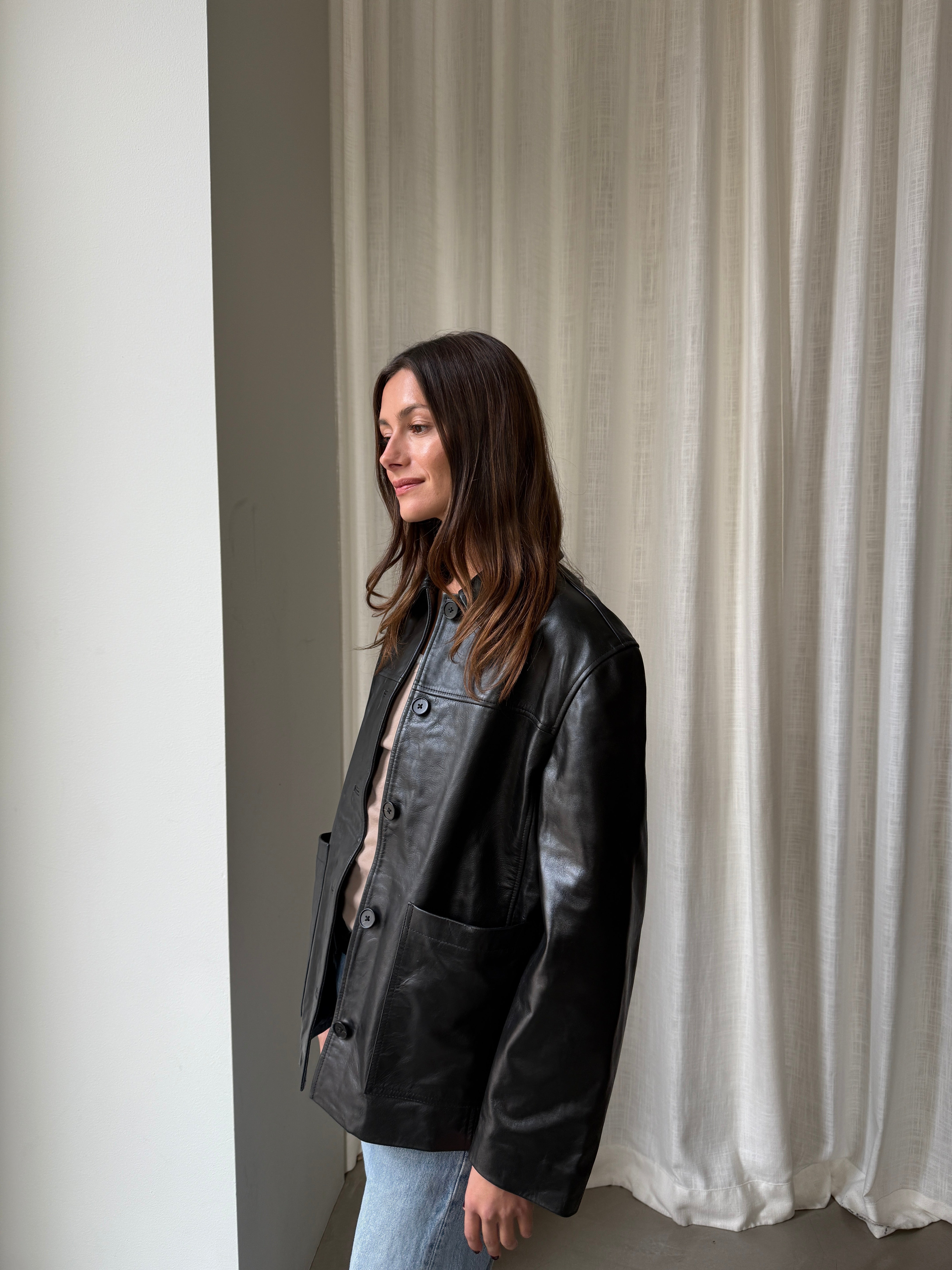 River Black Leather