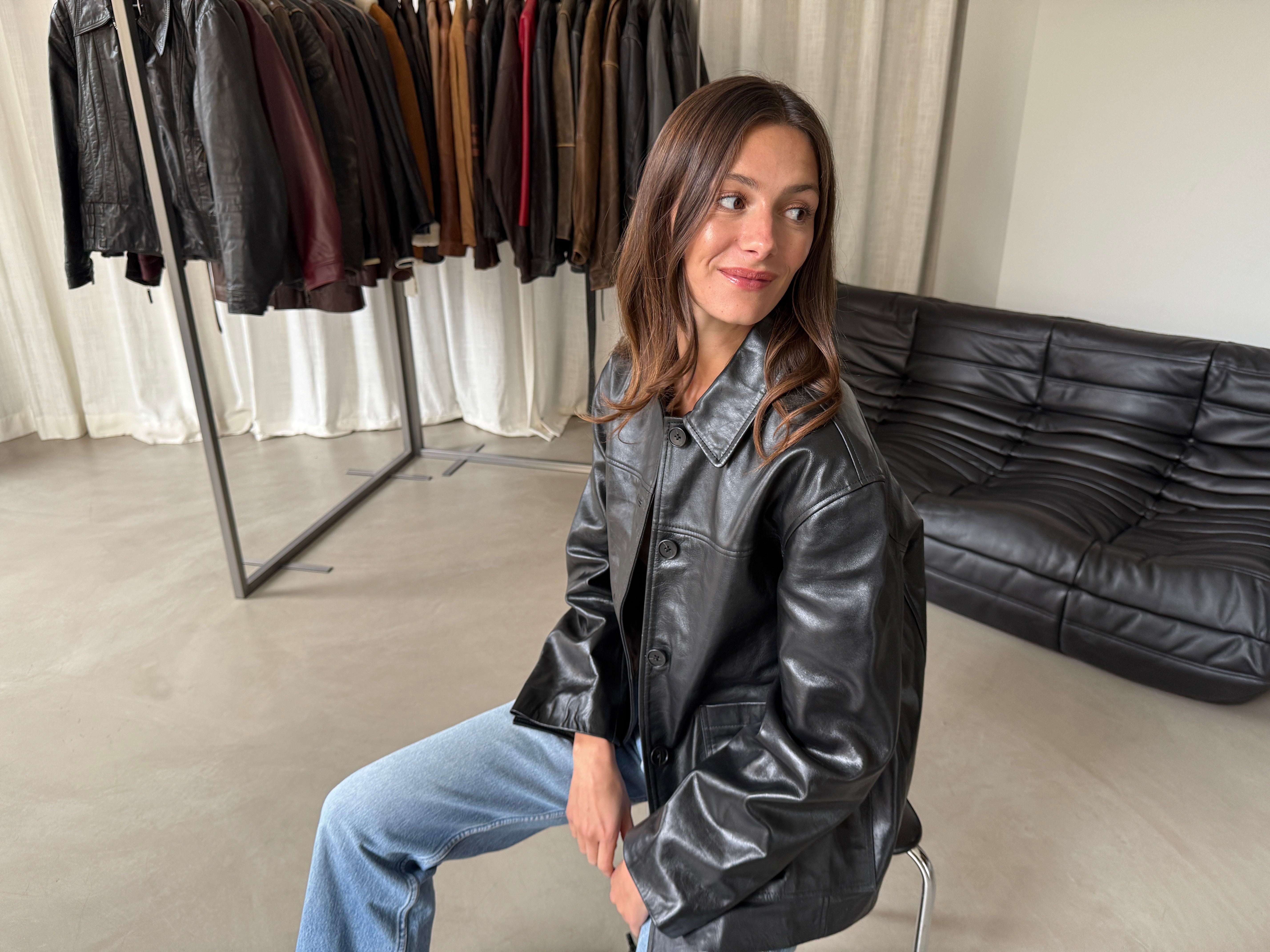 River Black Leather
