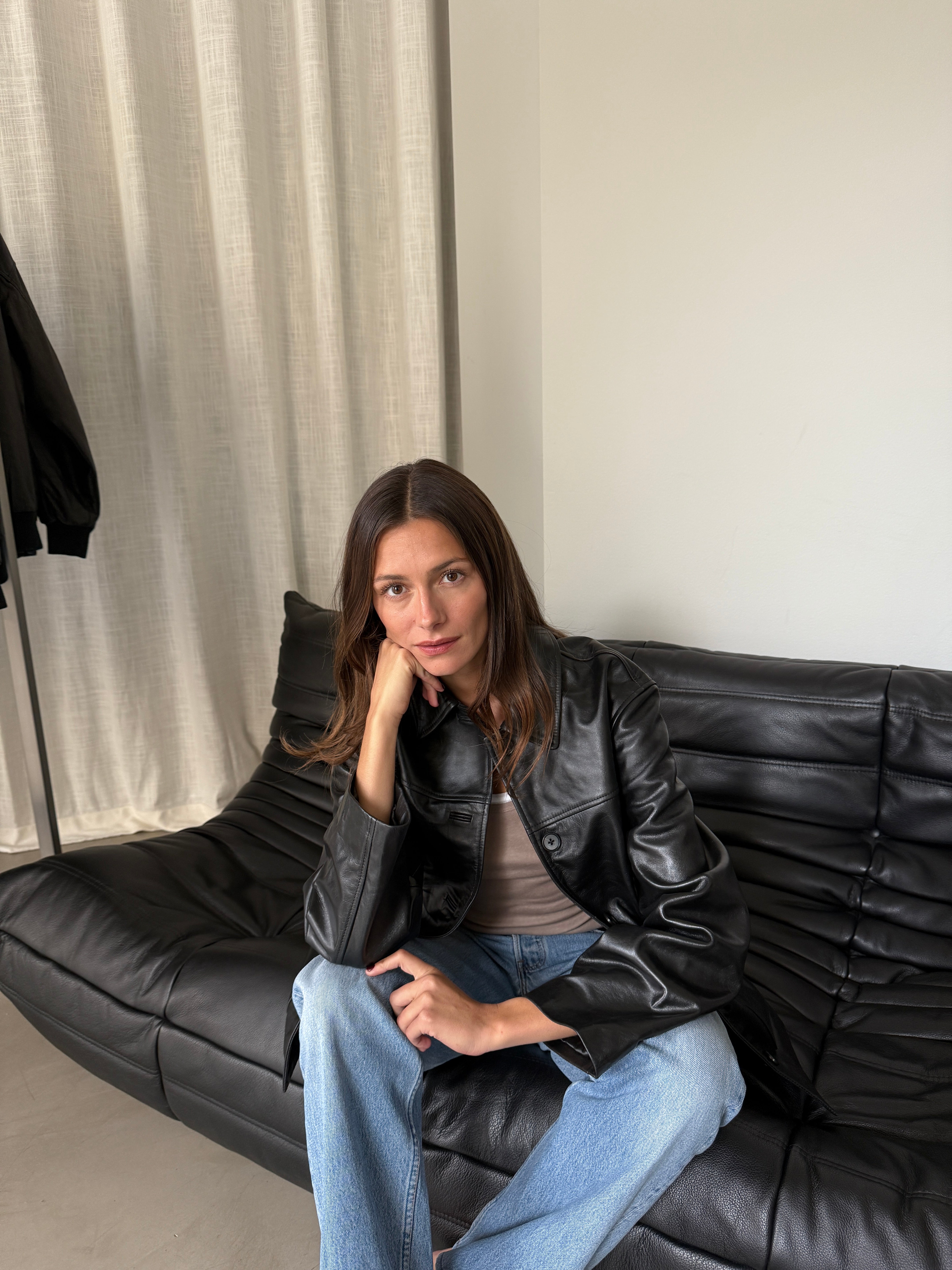 River Black Leather