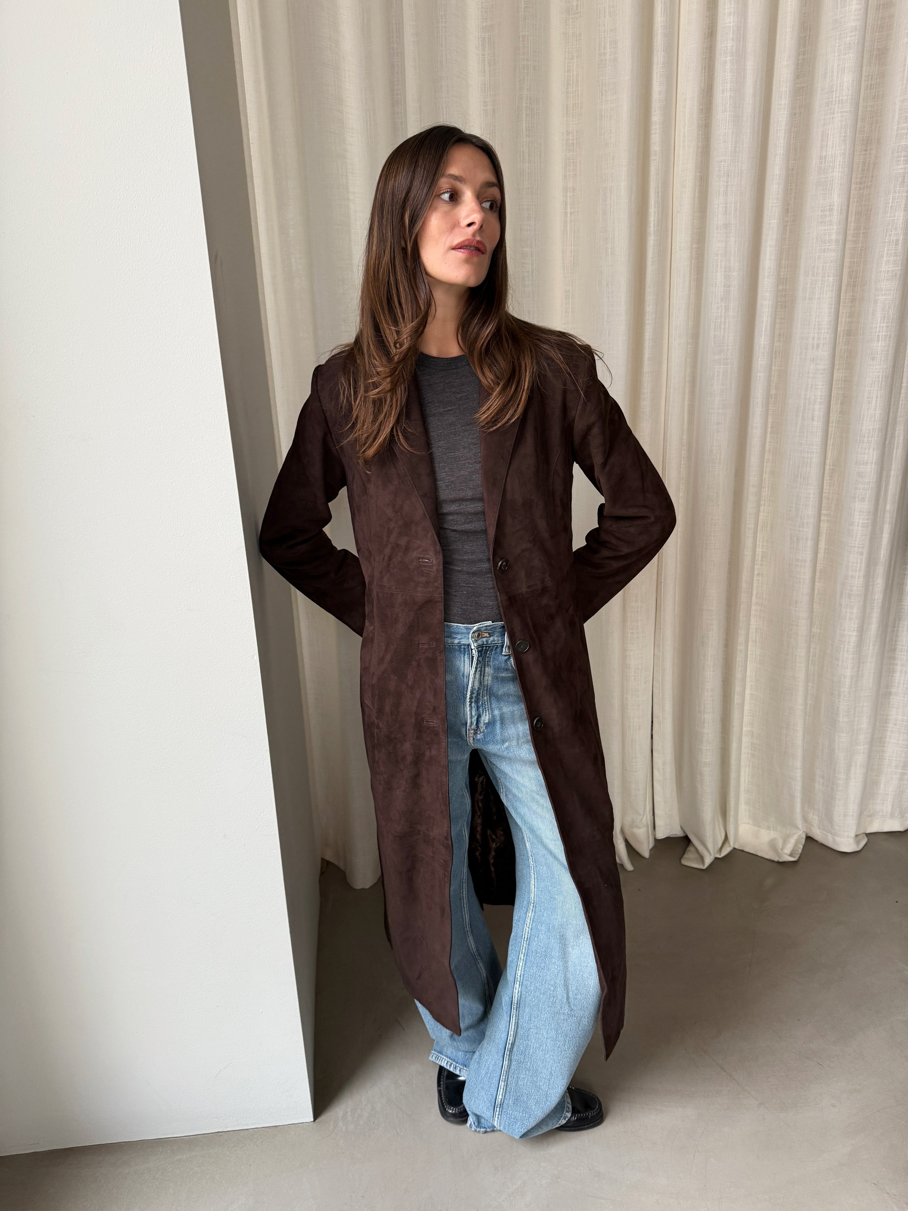 Luna Coat Brown Suede