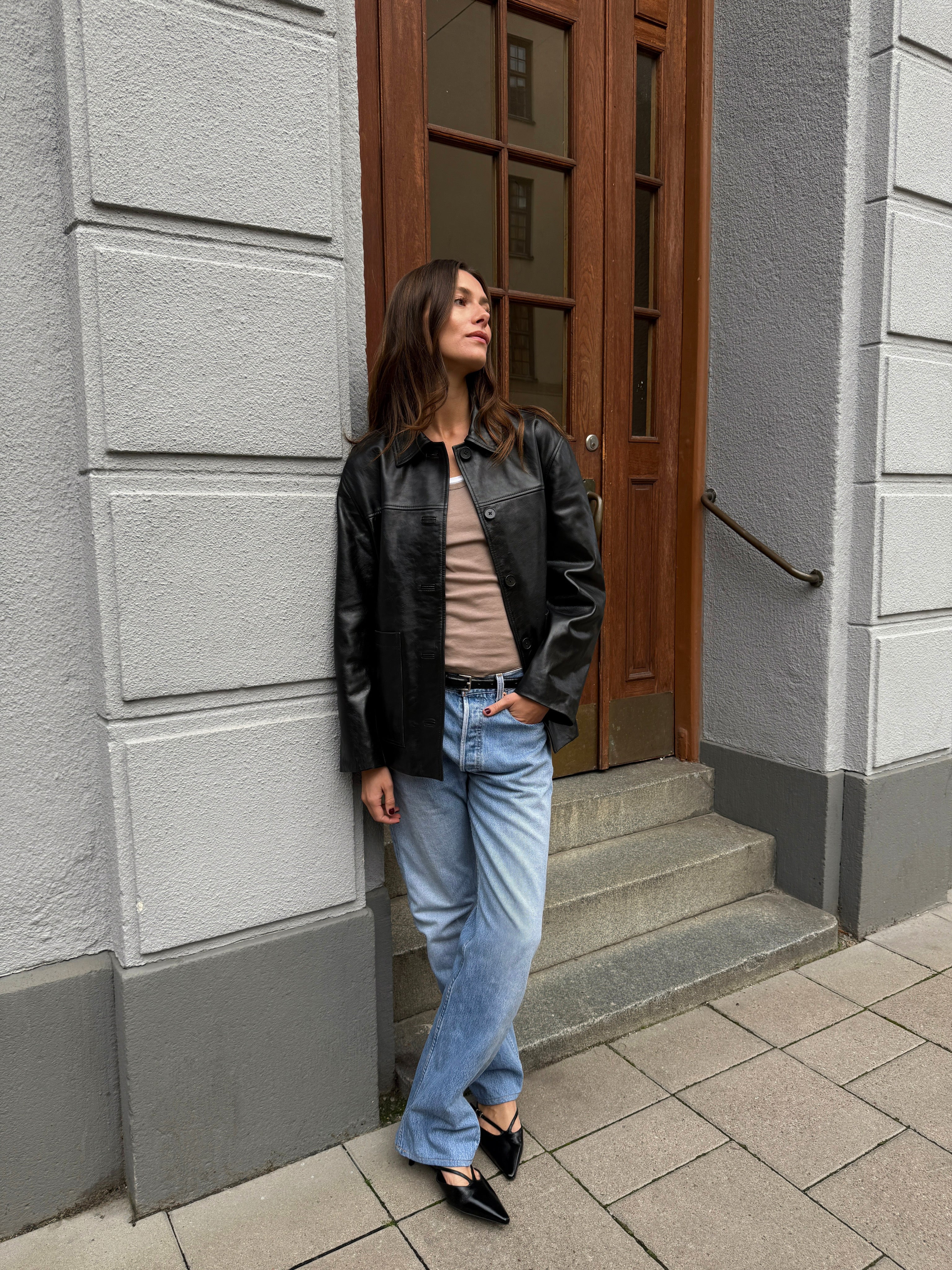 River Black Leather