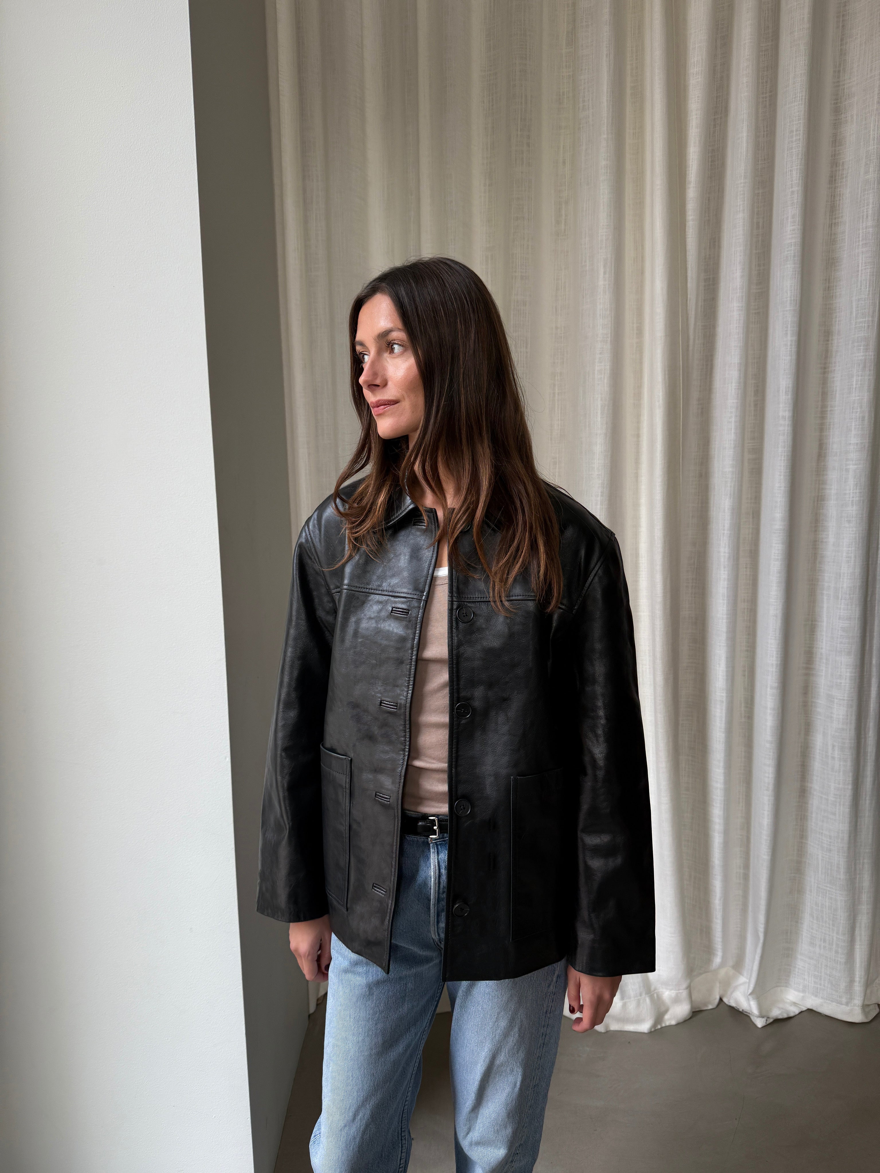River Black Leather