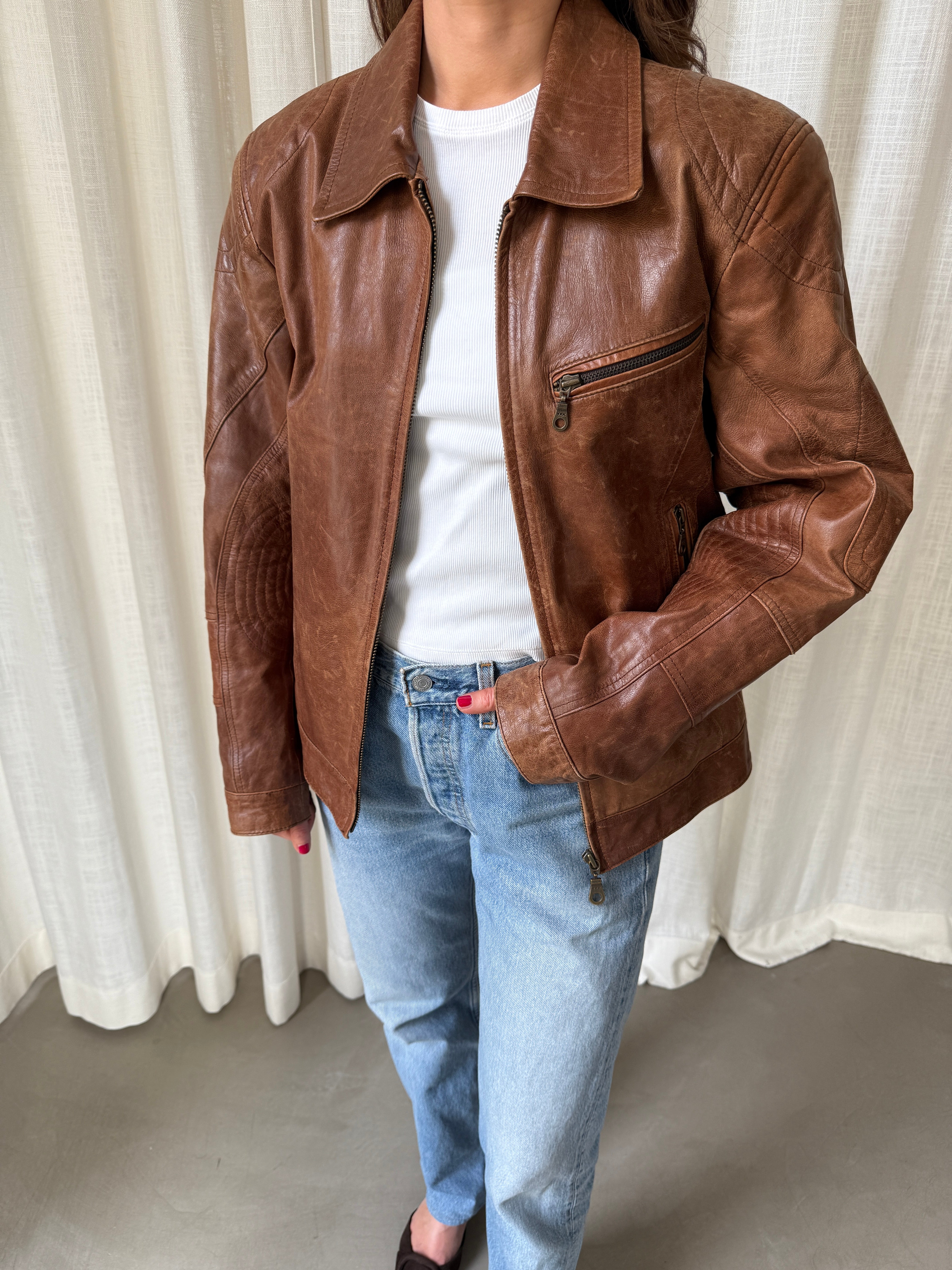 Cognac Leather Jacket