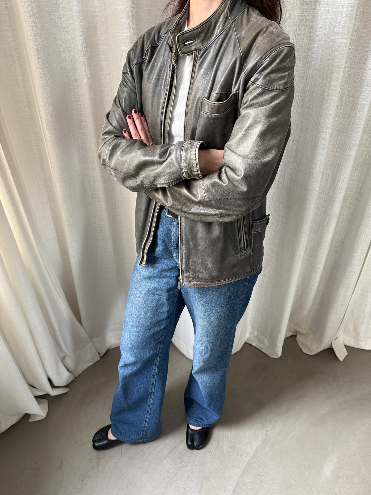 Grey Leather Jacket