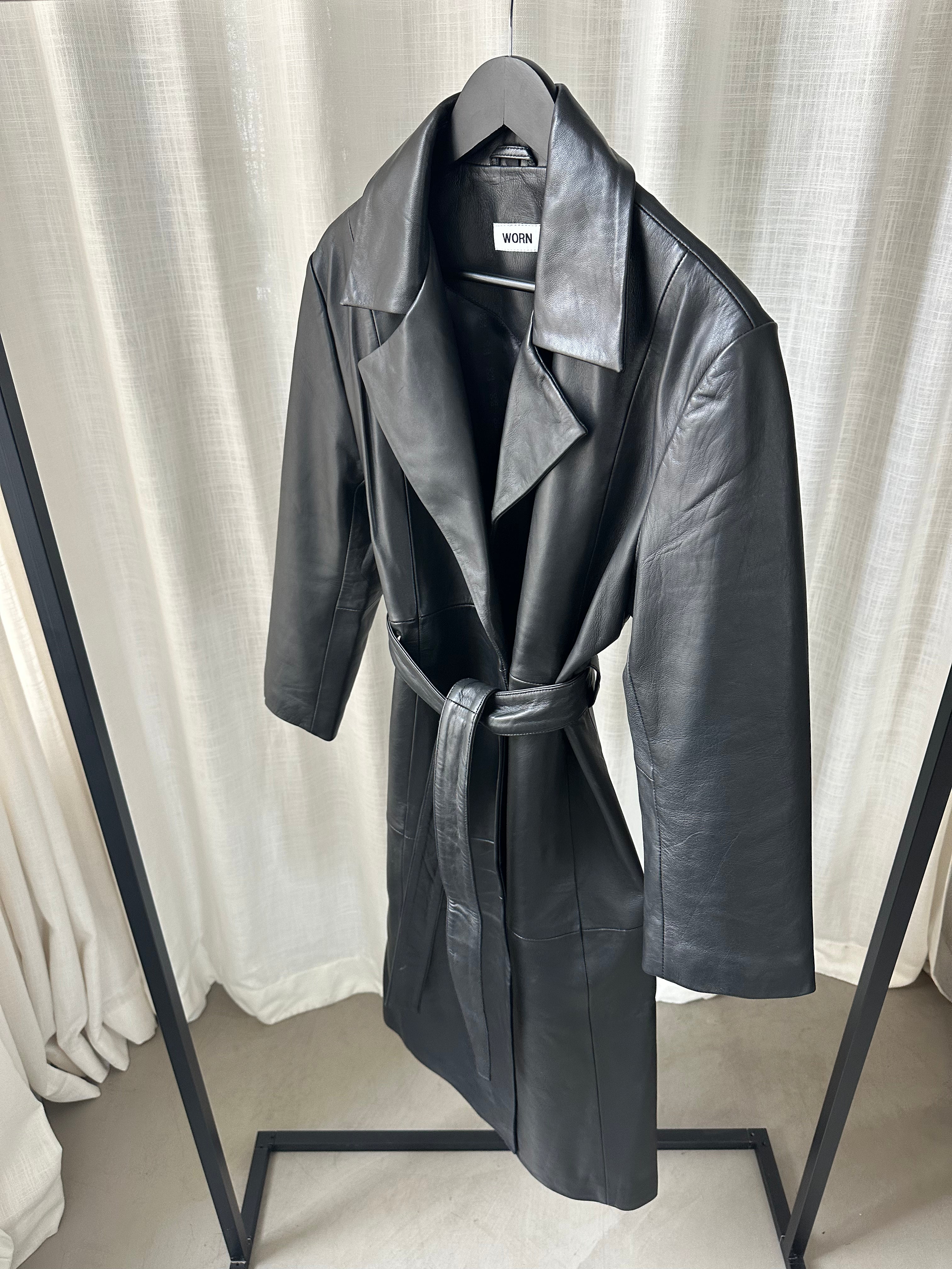 Black Leather Coat - Sample