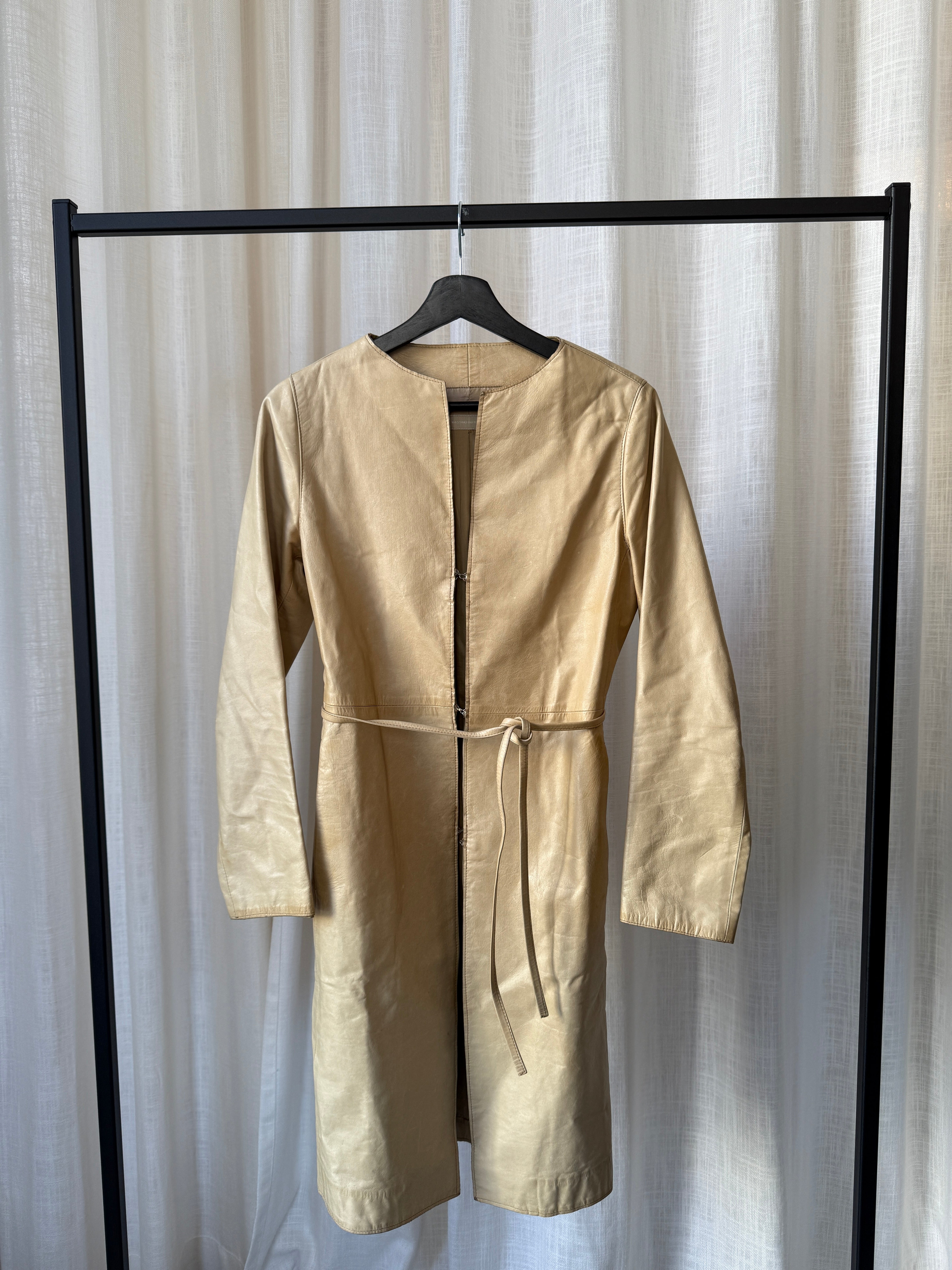 Beige Leather Coat