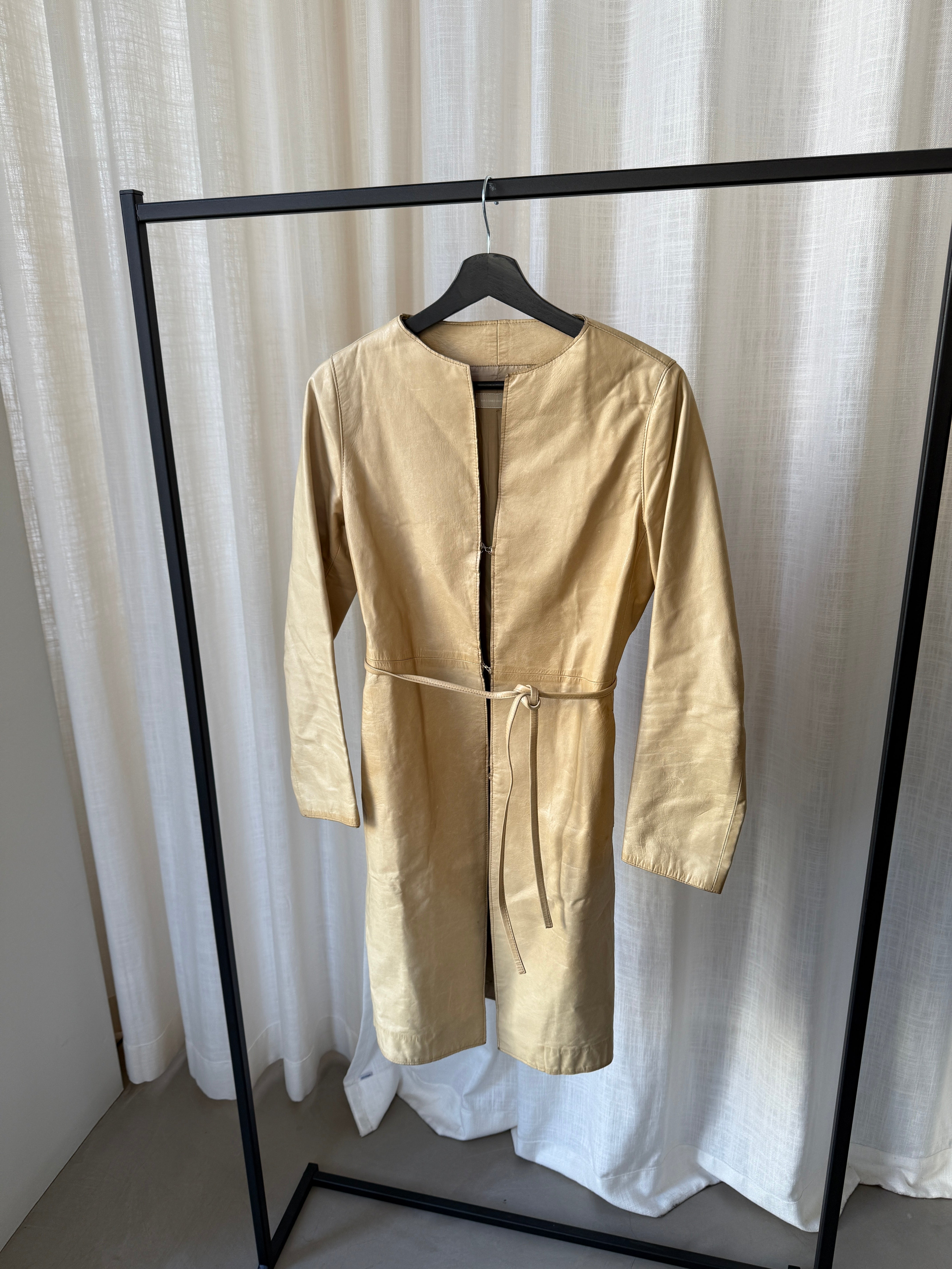 Beige Leather Coat