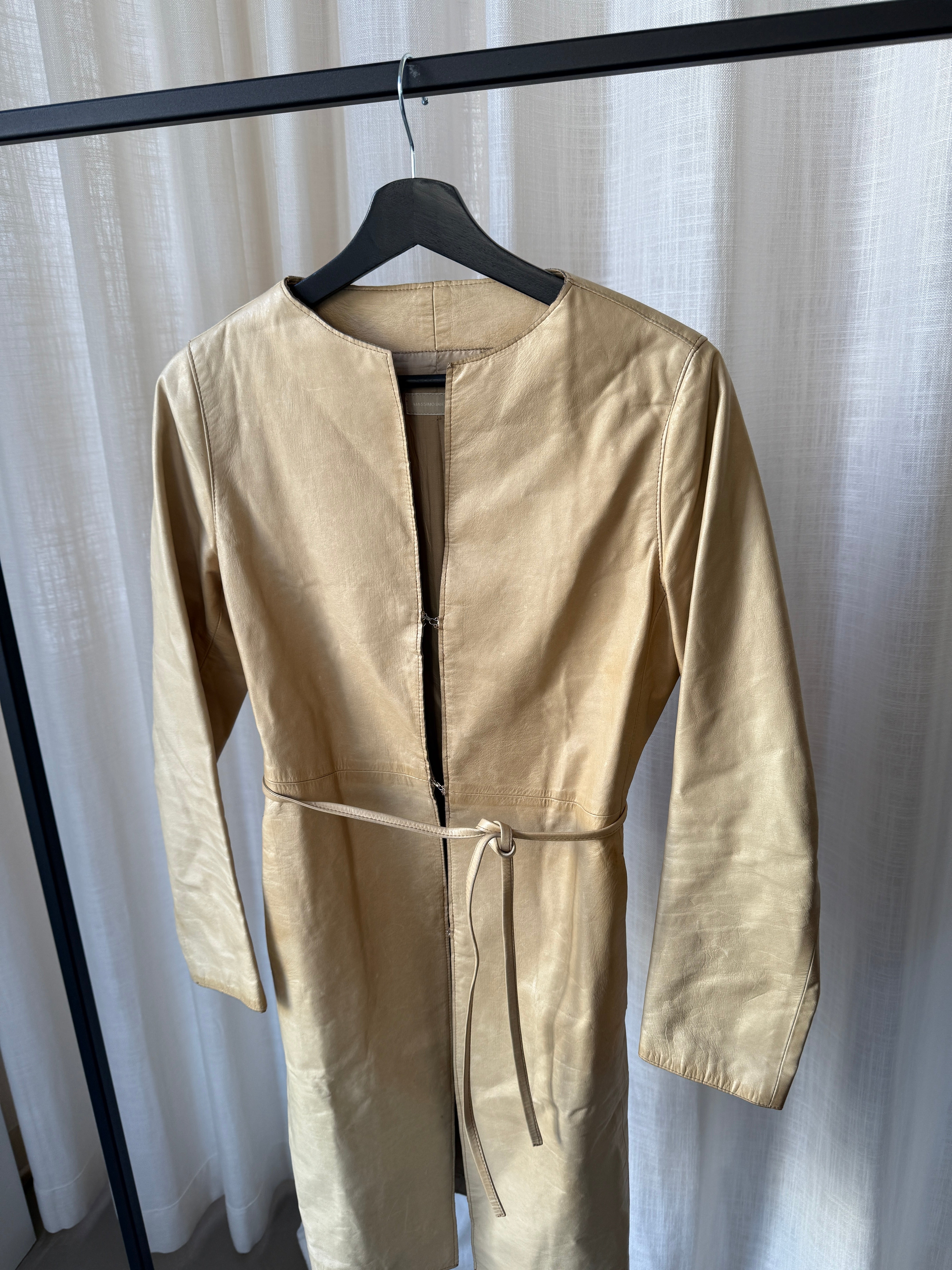 Beige Leather Coat