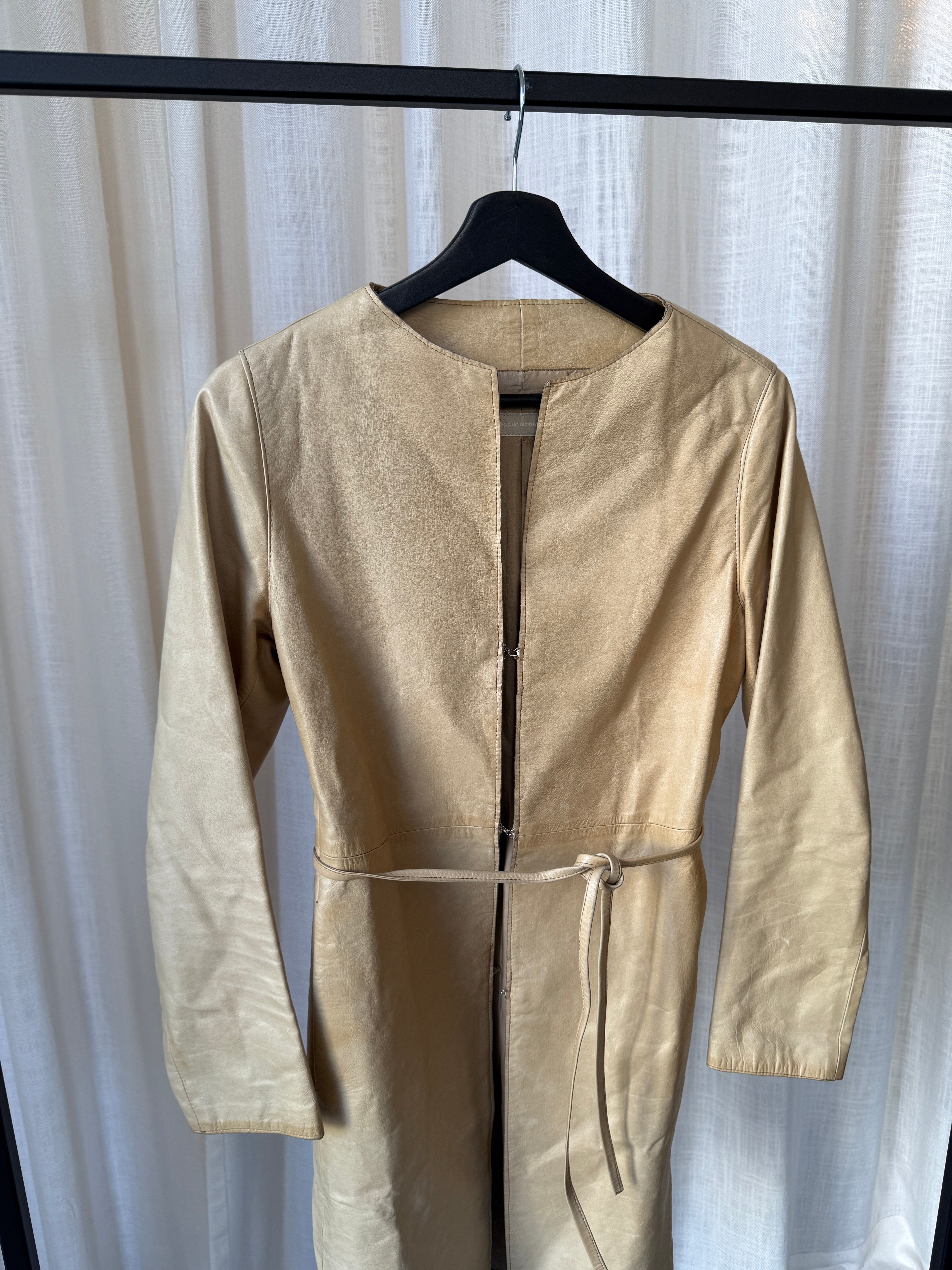 Beige Leather Coat