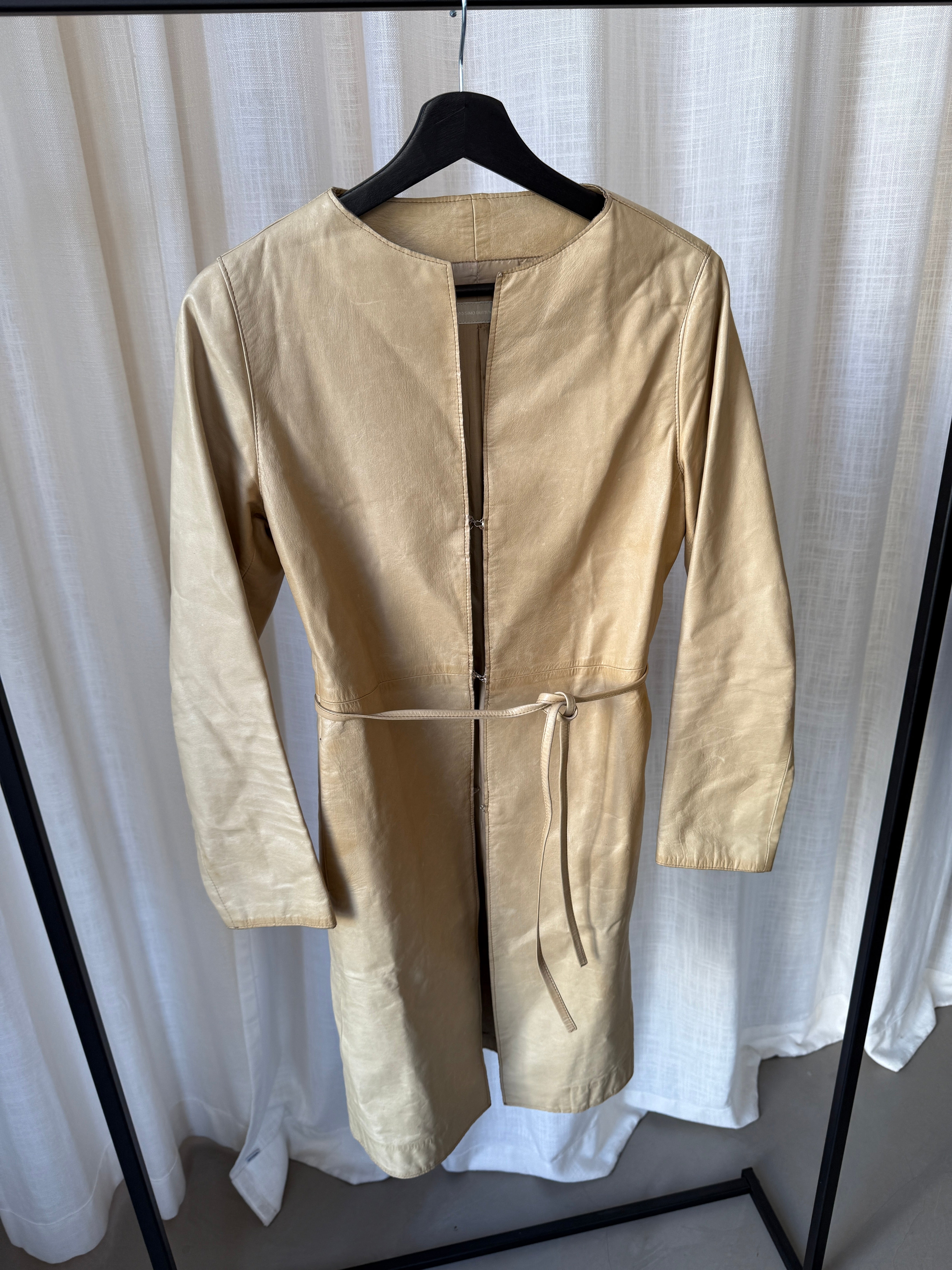 Beige Leather Coat
