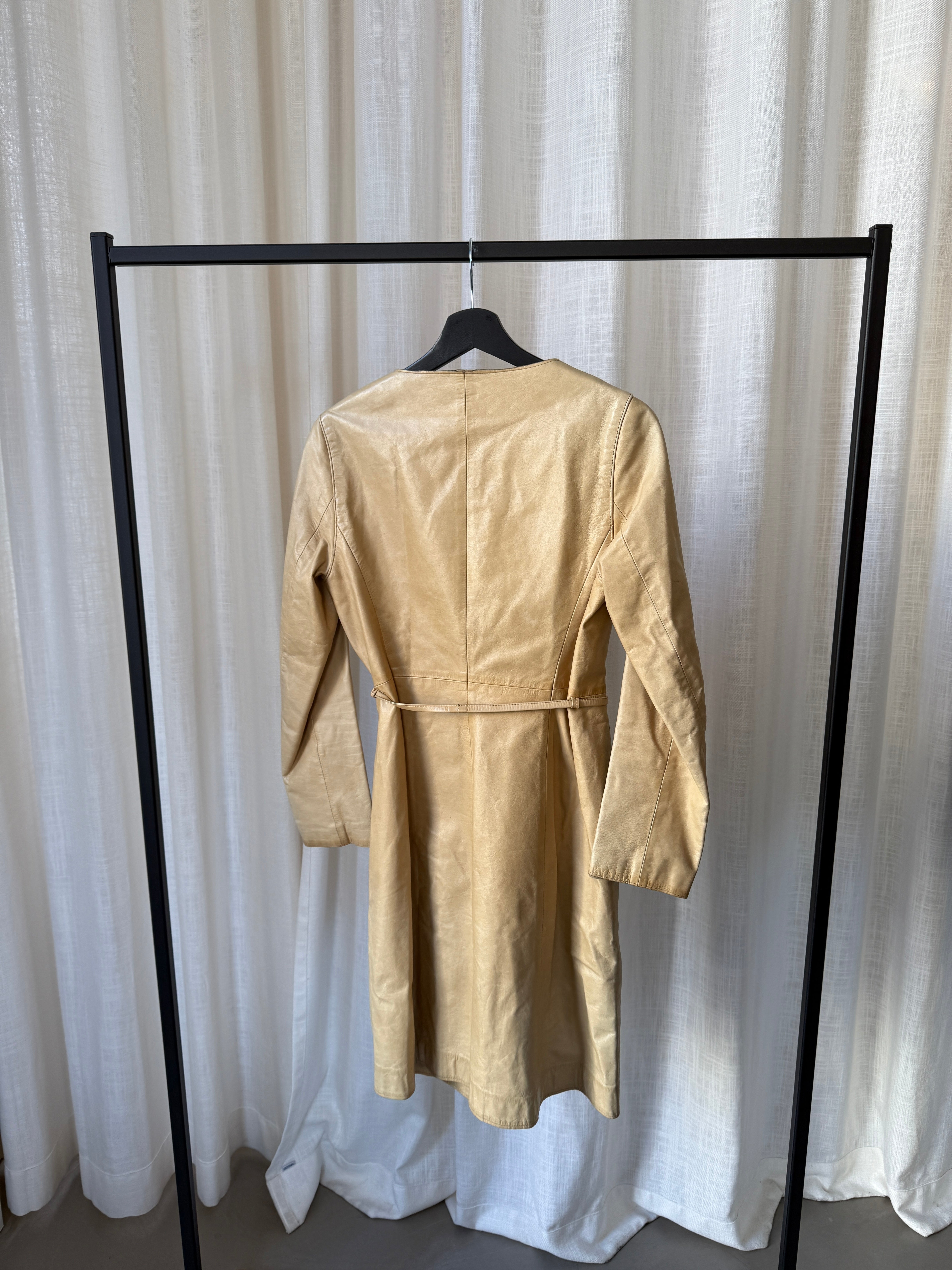 Beige Leather Coat