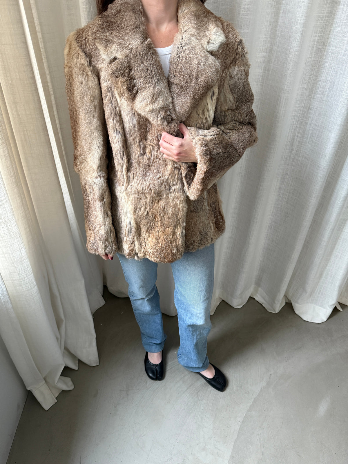 Beige Vintage Fur
