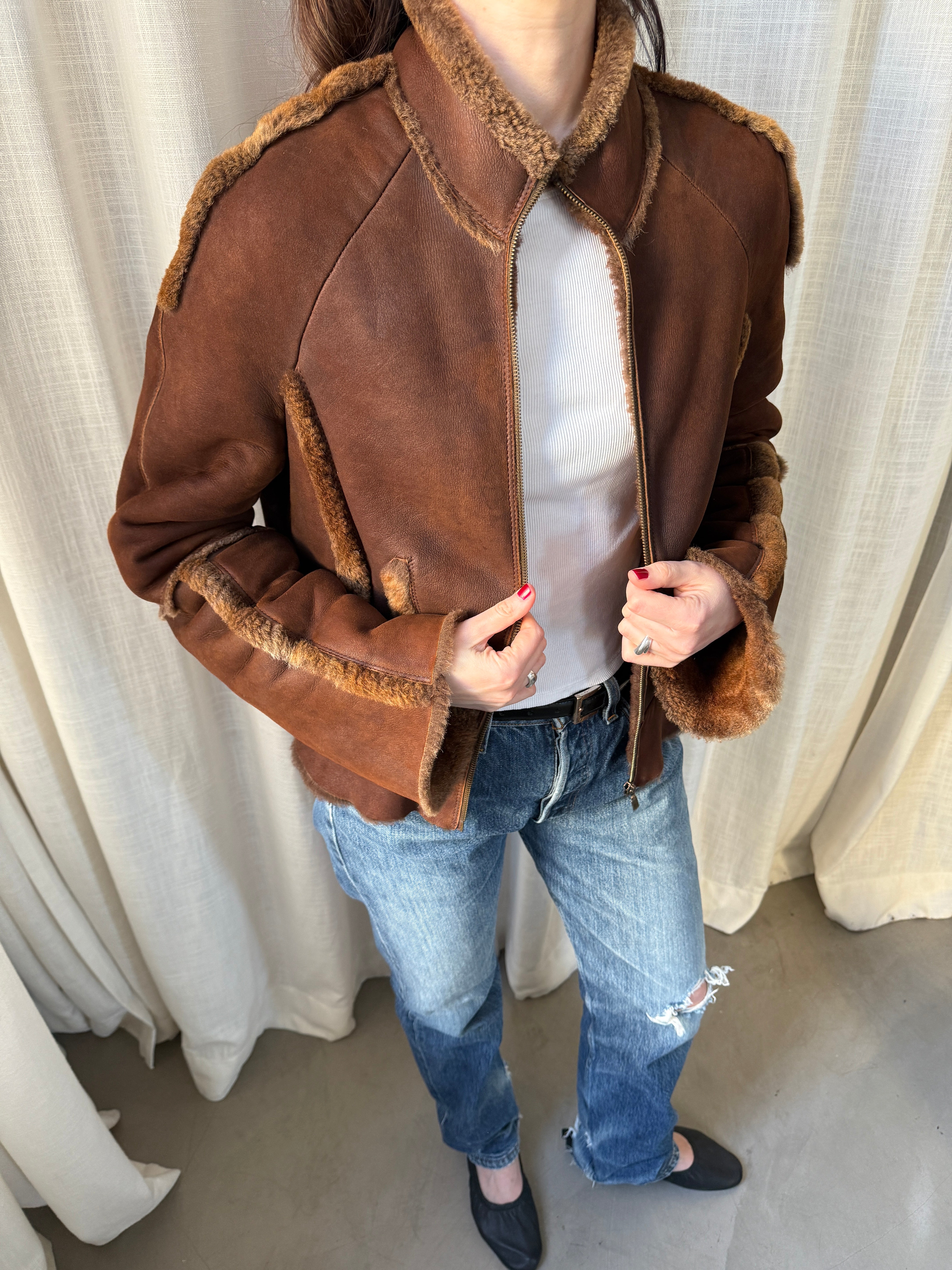 Rust Shearling Jacket