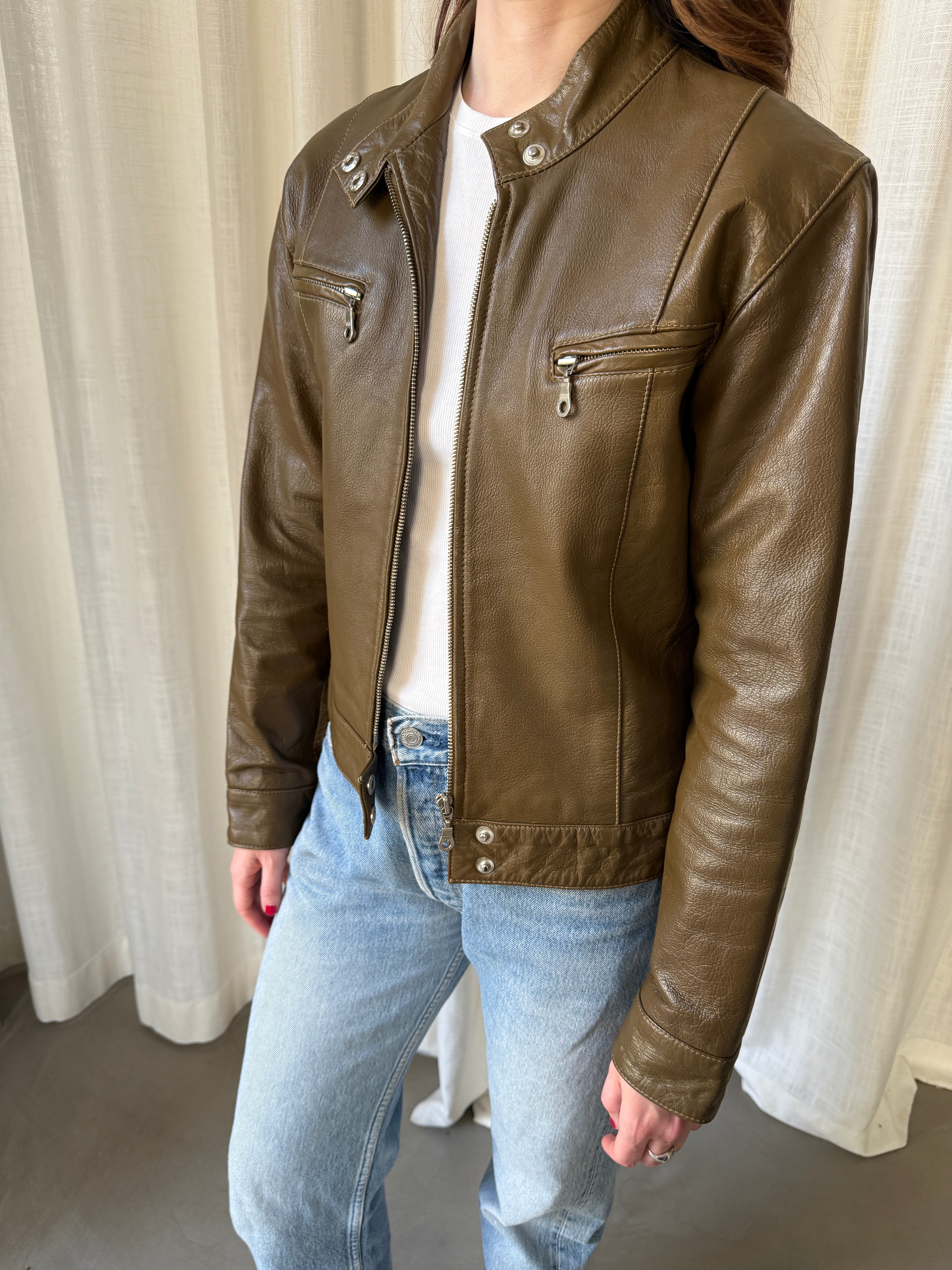 Khaki Leather Jacket