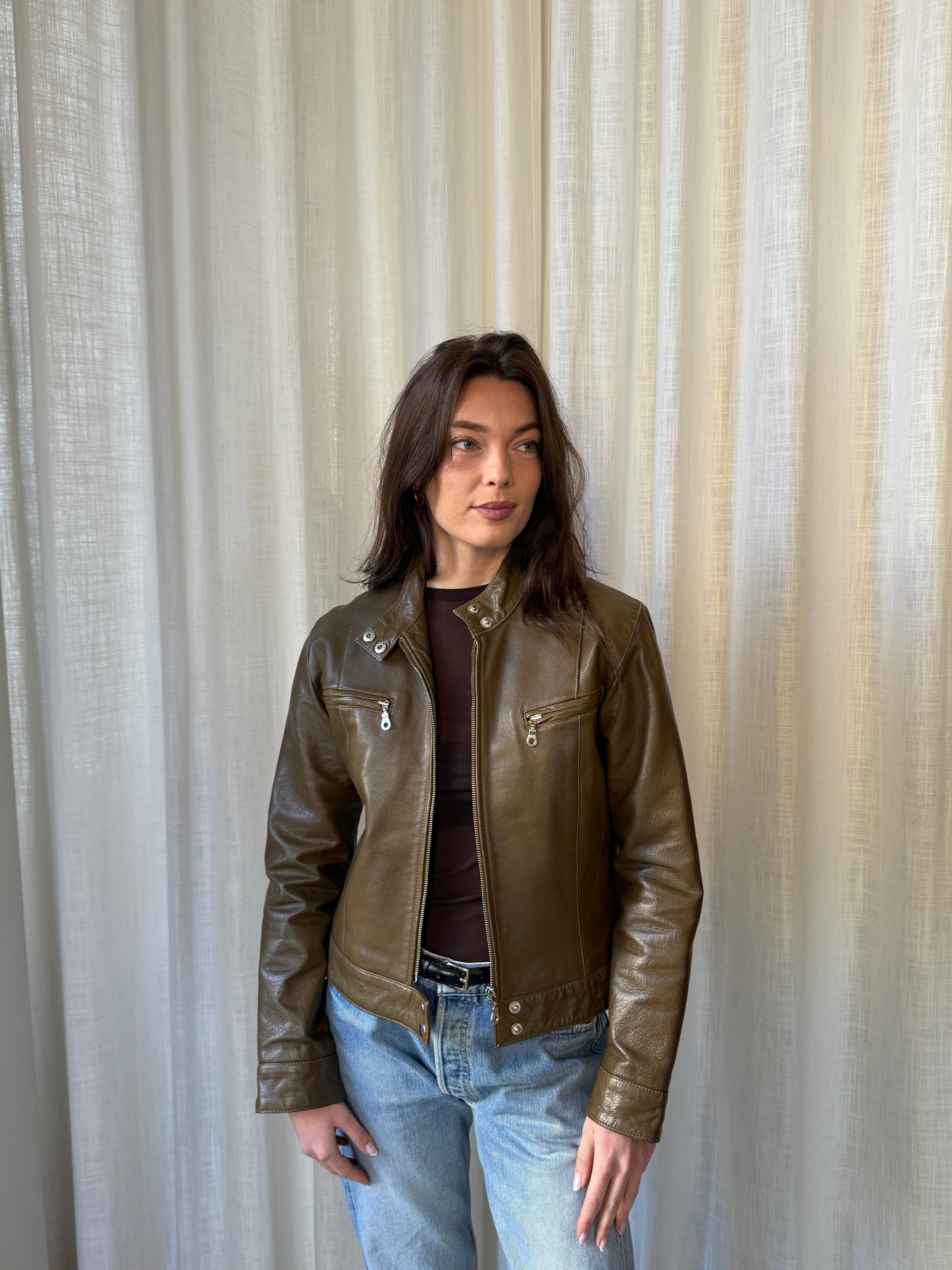 Khaki Leather Jacket