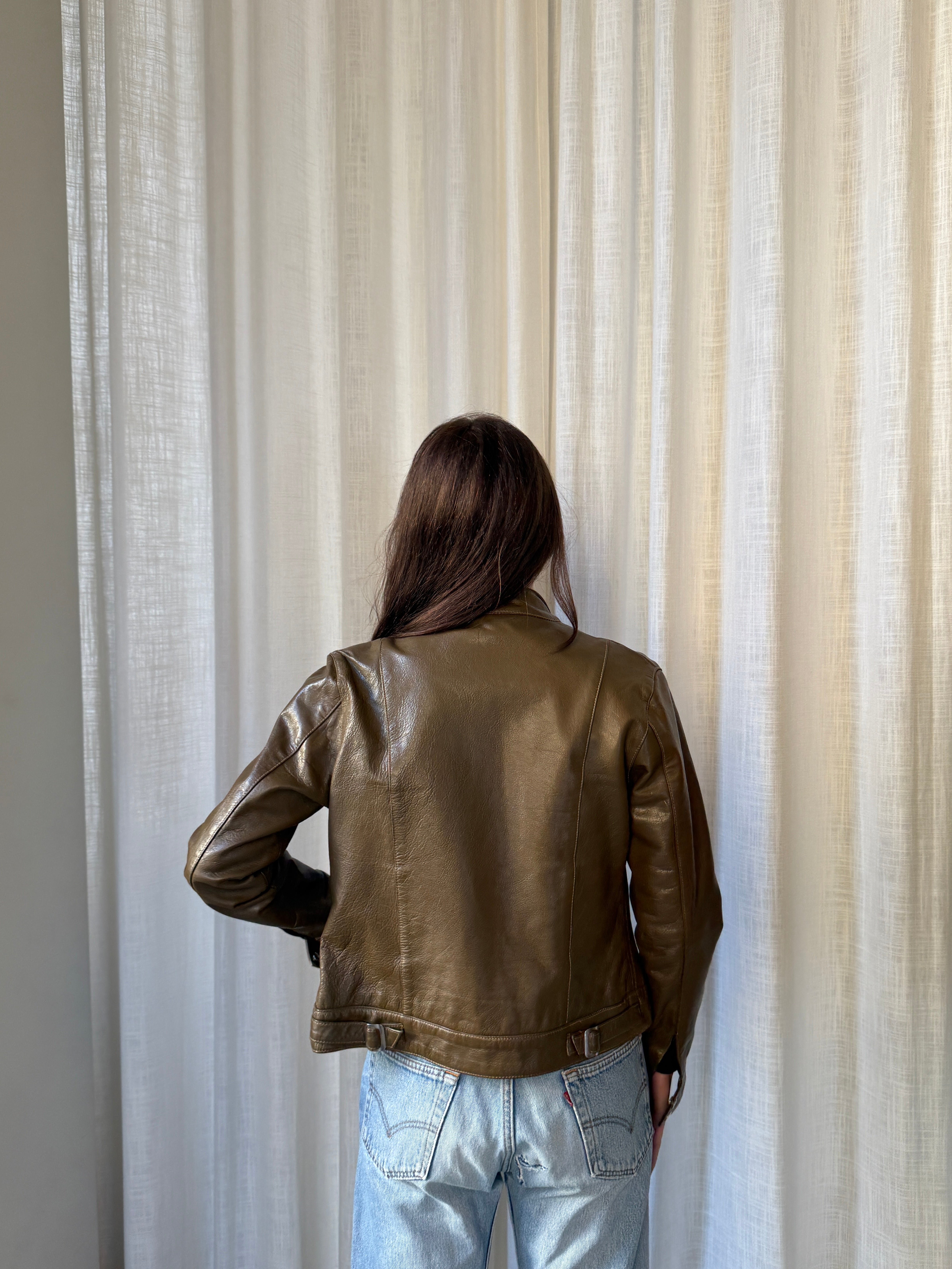 Khaki Leather Jacket
