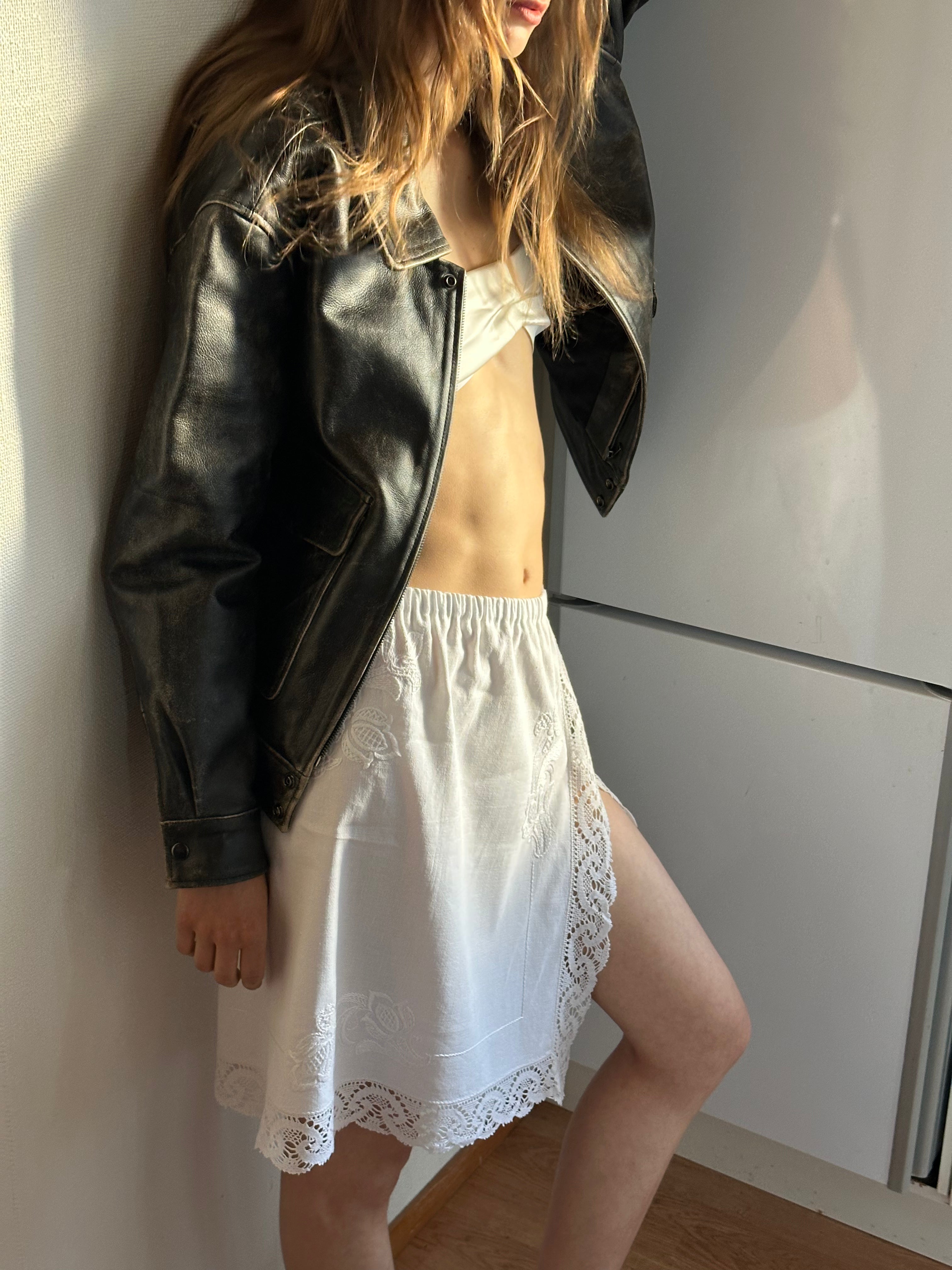 Piece 07 — Embroidered Linen Midi Skirt