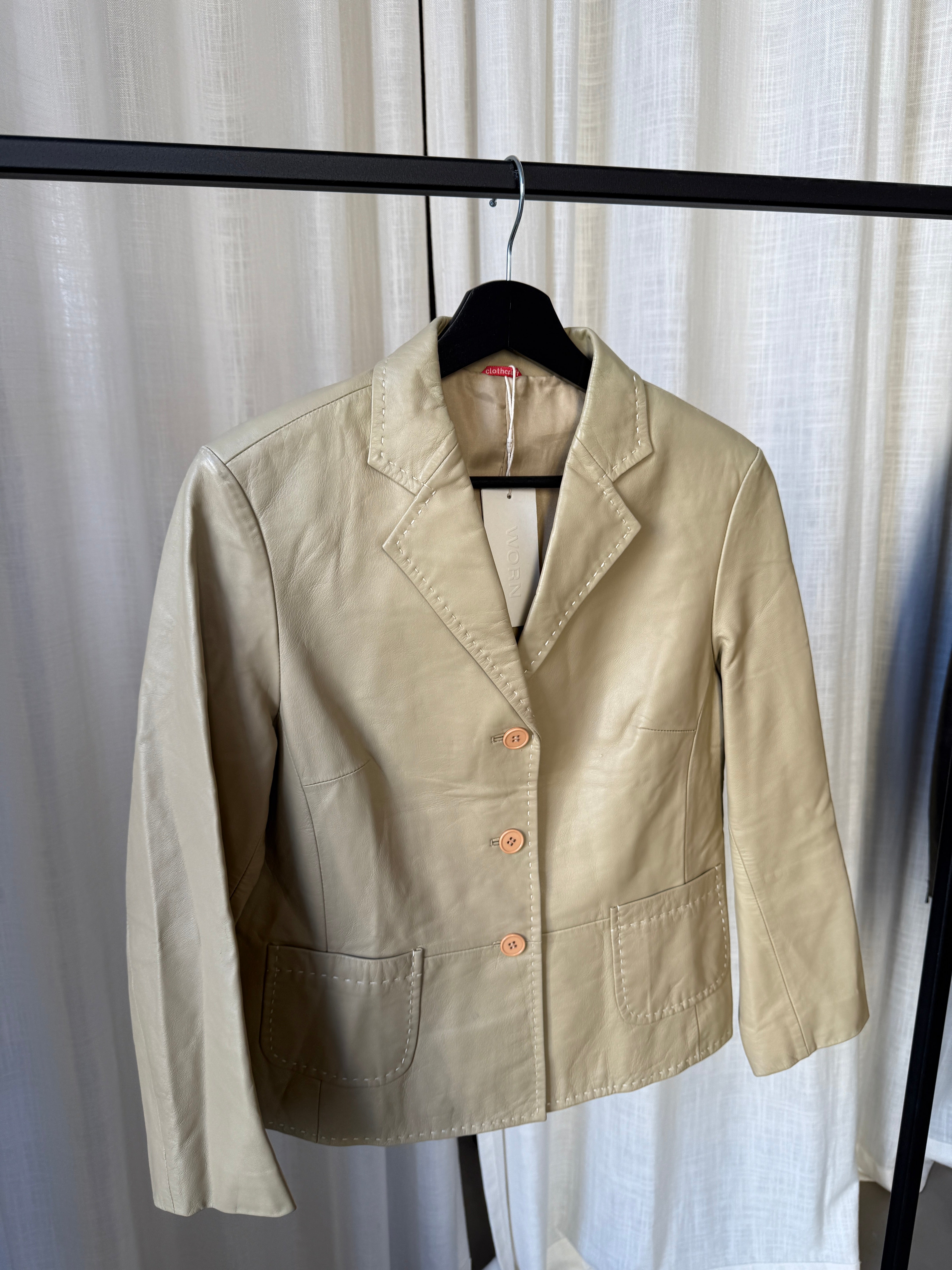 Beige Leather Blazer