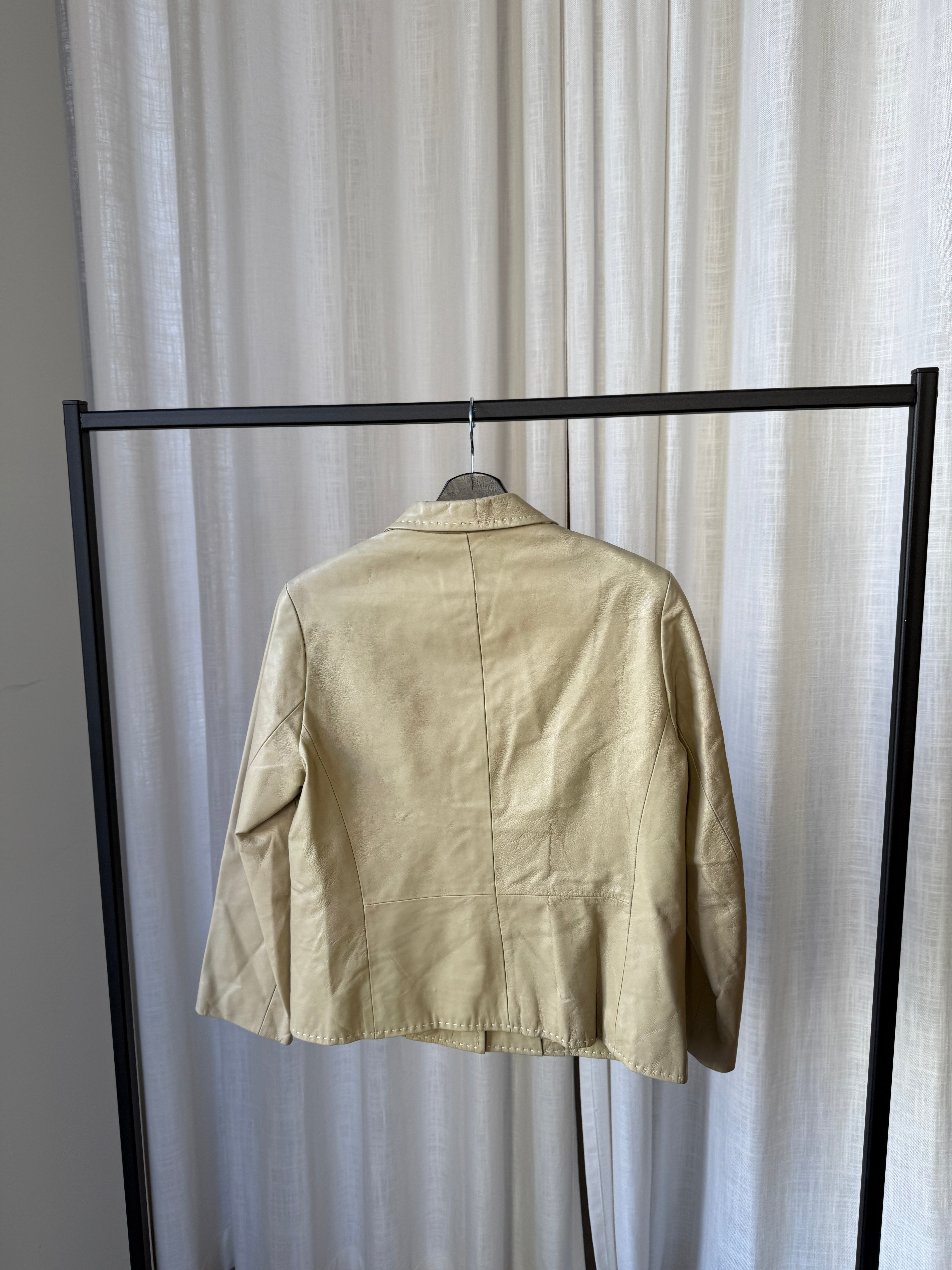 Beige Leather Blazer
