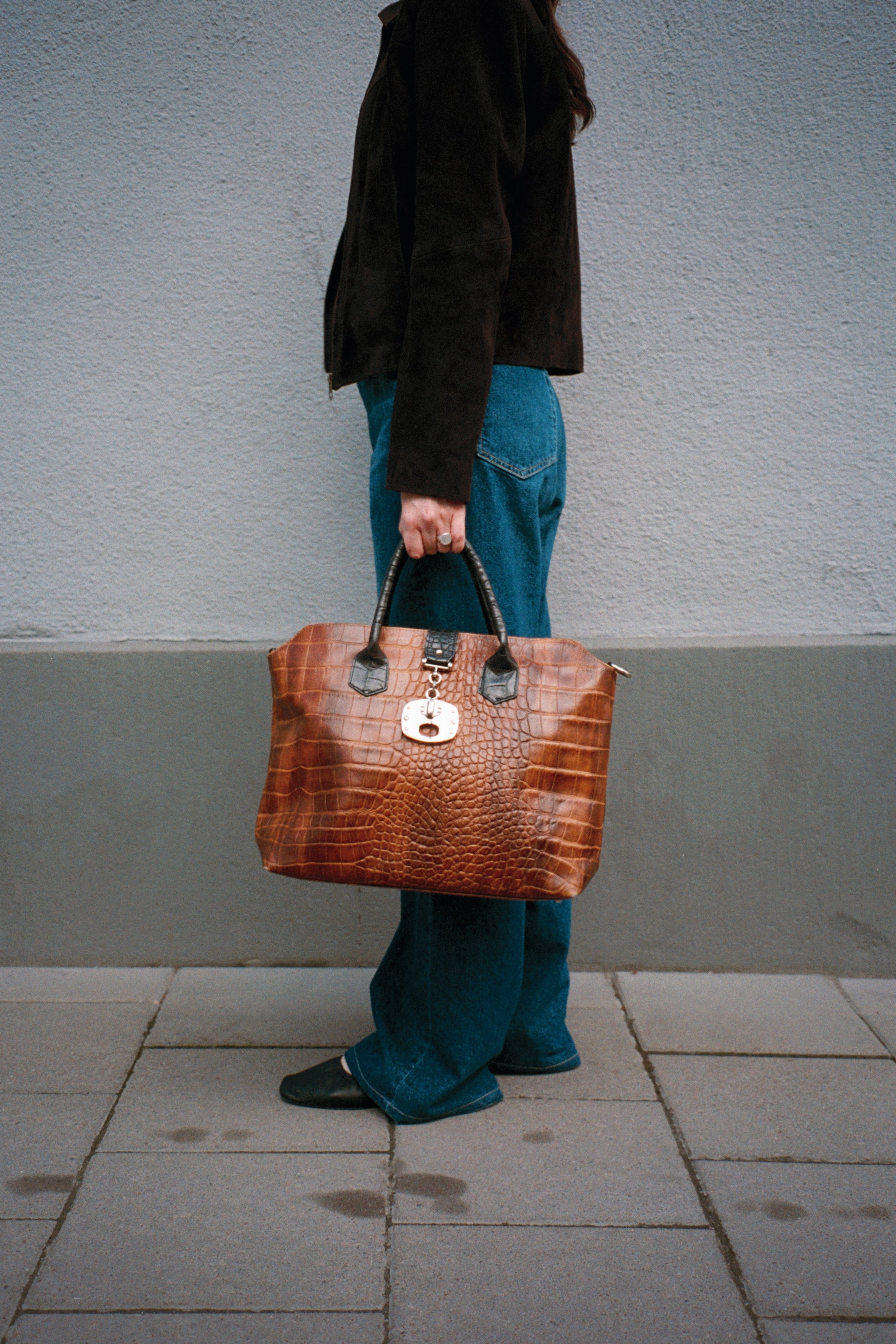 Croc-embossed Tote