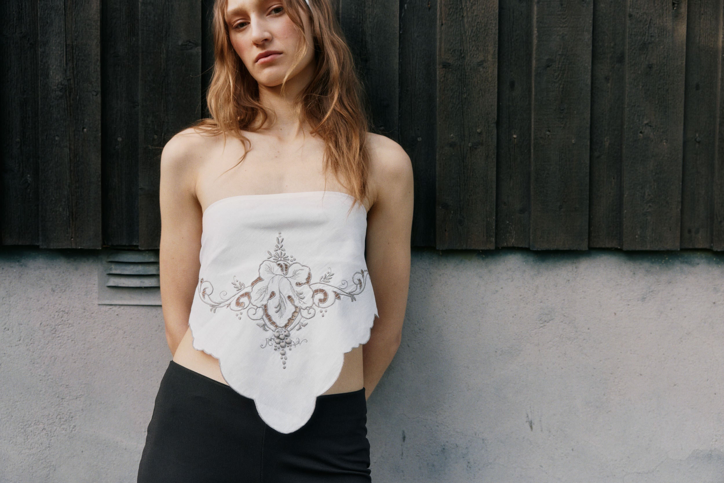 Piece 17 — Embroidered Grey Top