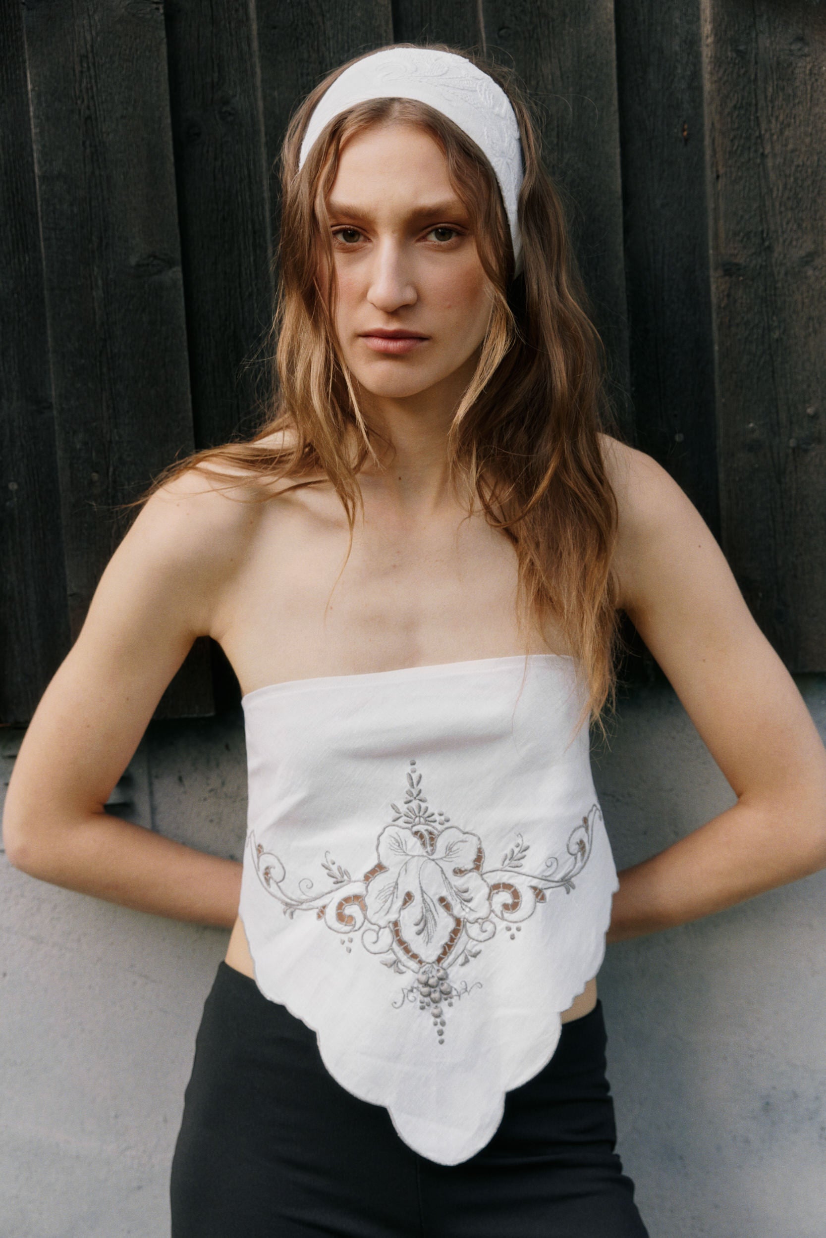 Piece 17 — Embroidered Grey Top