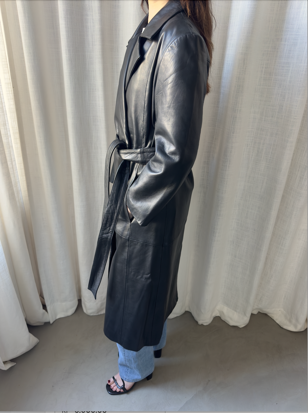 Black Leather Coat - Sample