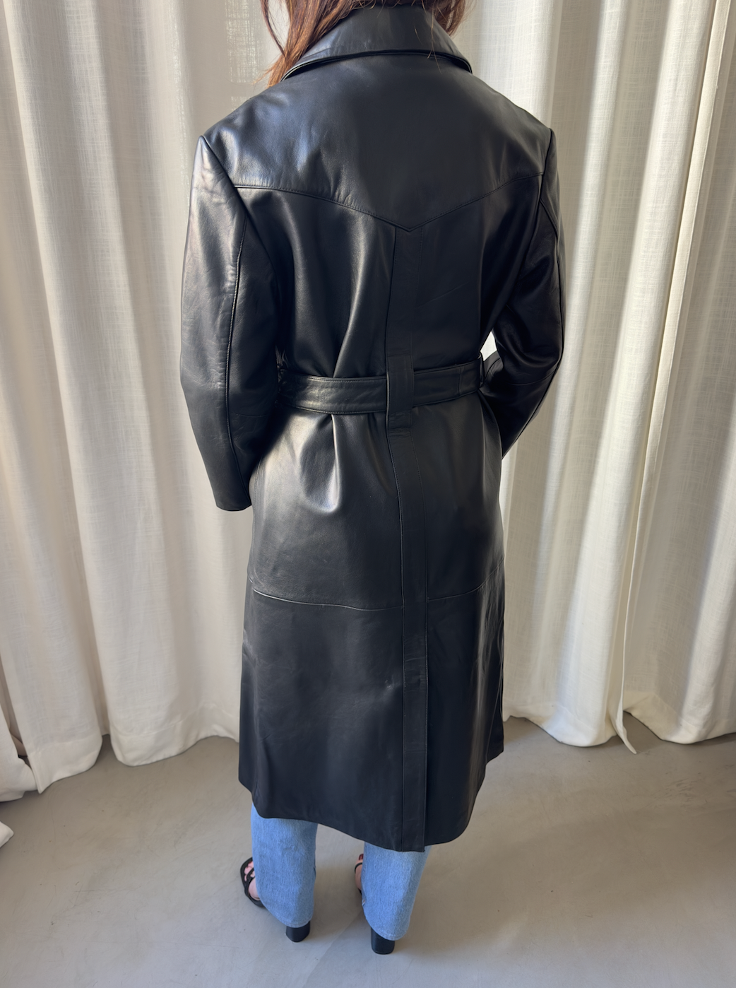 Black Leather Coat - Sample