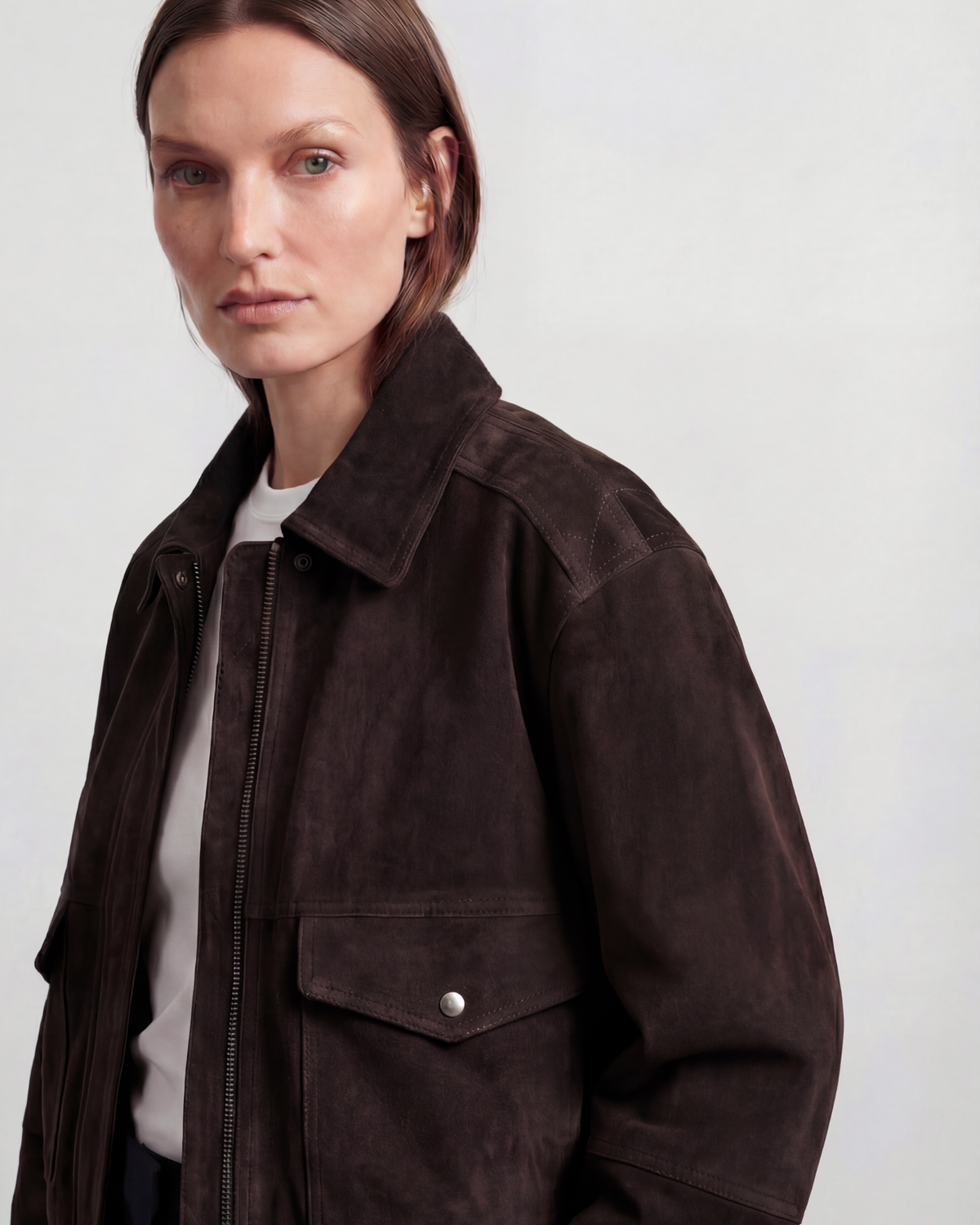 Upcycled Suede Bomber Jacket – Oversized Fit for Women | Worn Vintage