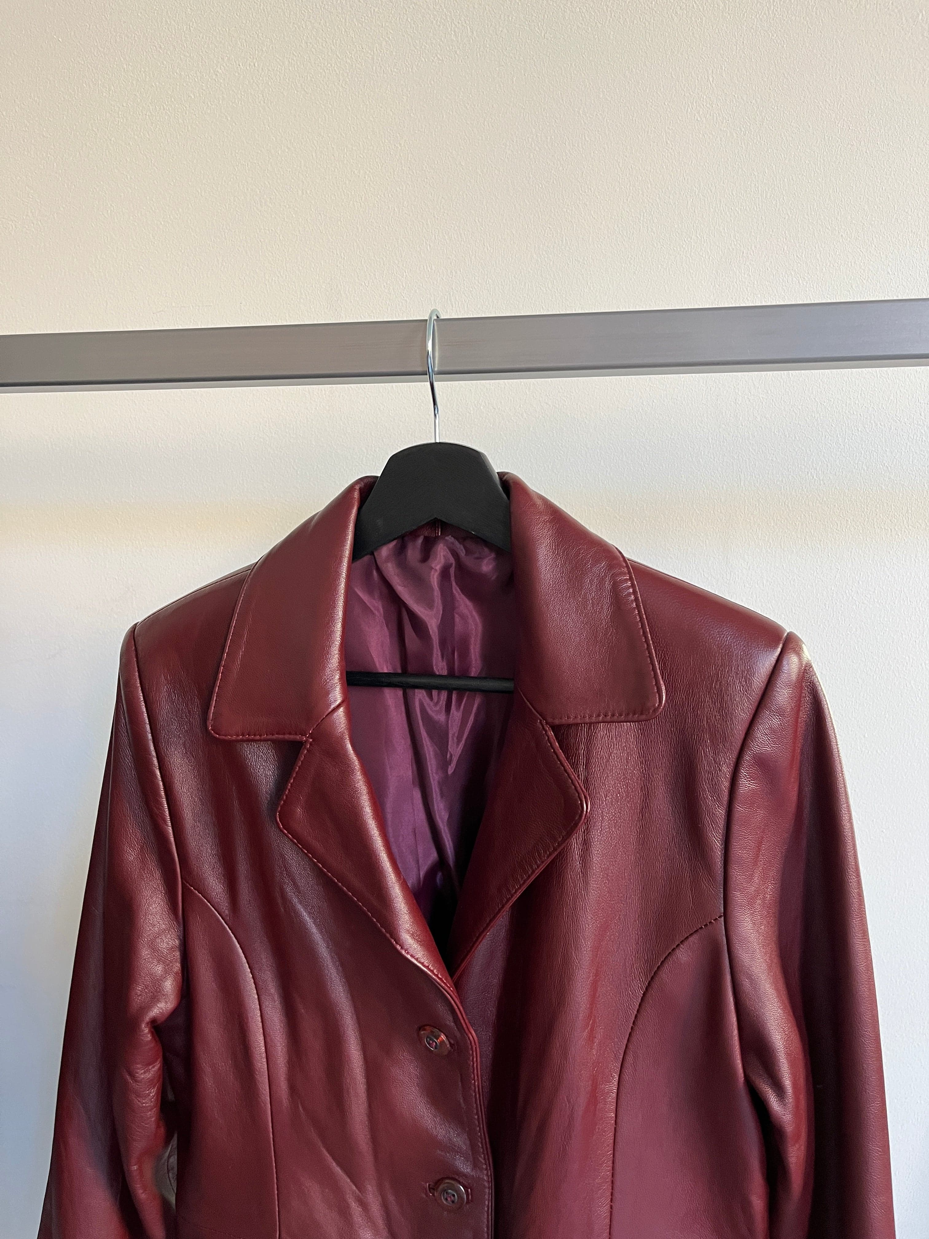 Burgundy Leather Coat - IMG_2372