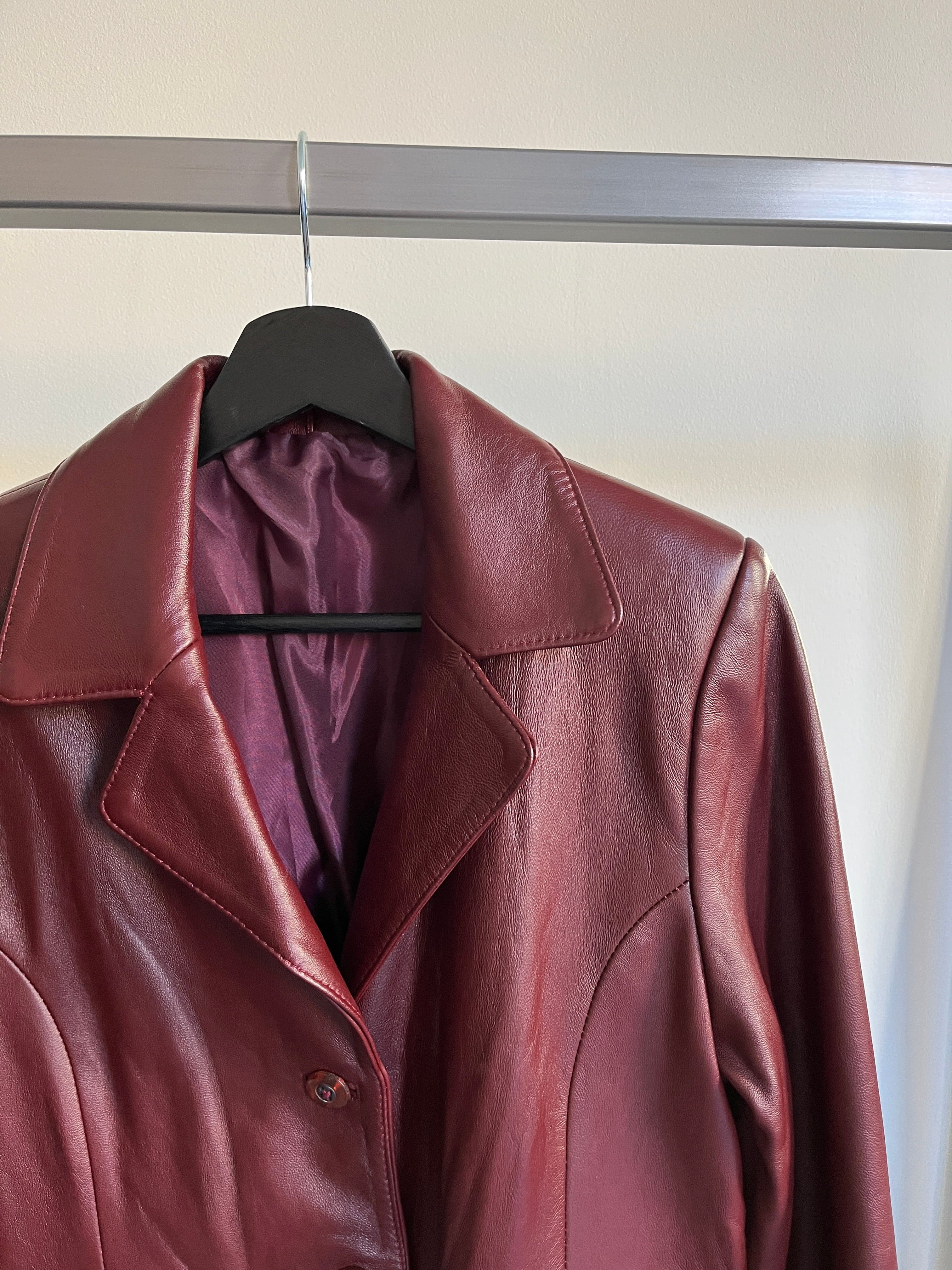 Burgundy Leather Coat - IMG_2374