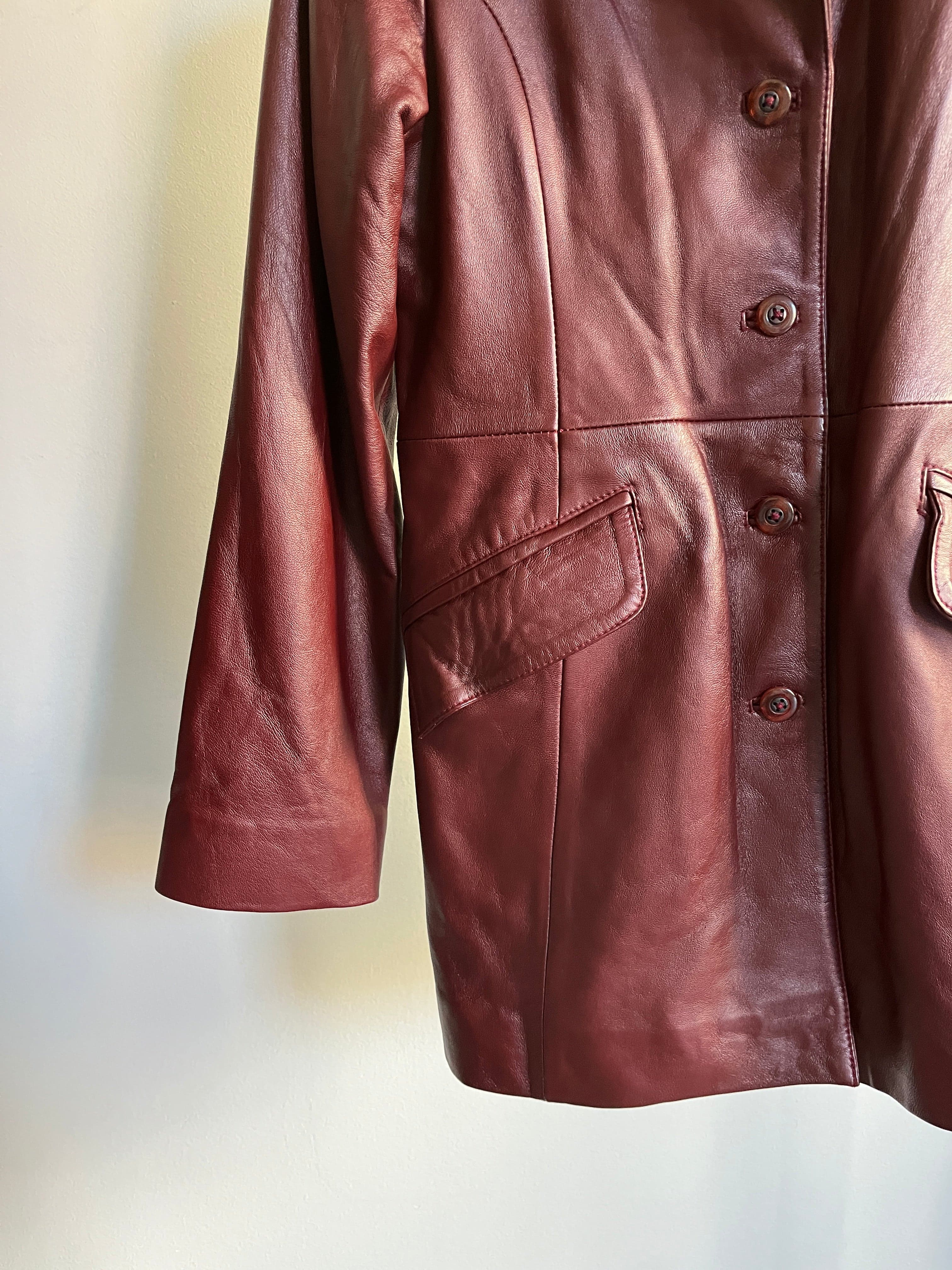 Burgundy Leather Coat - IMG_2376