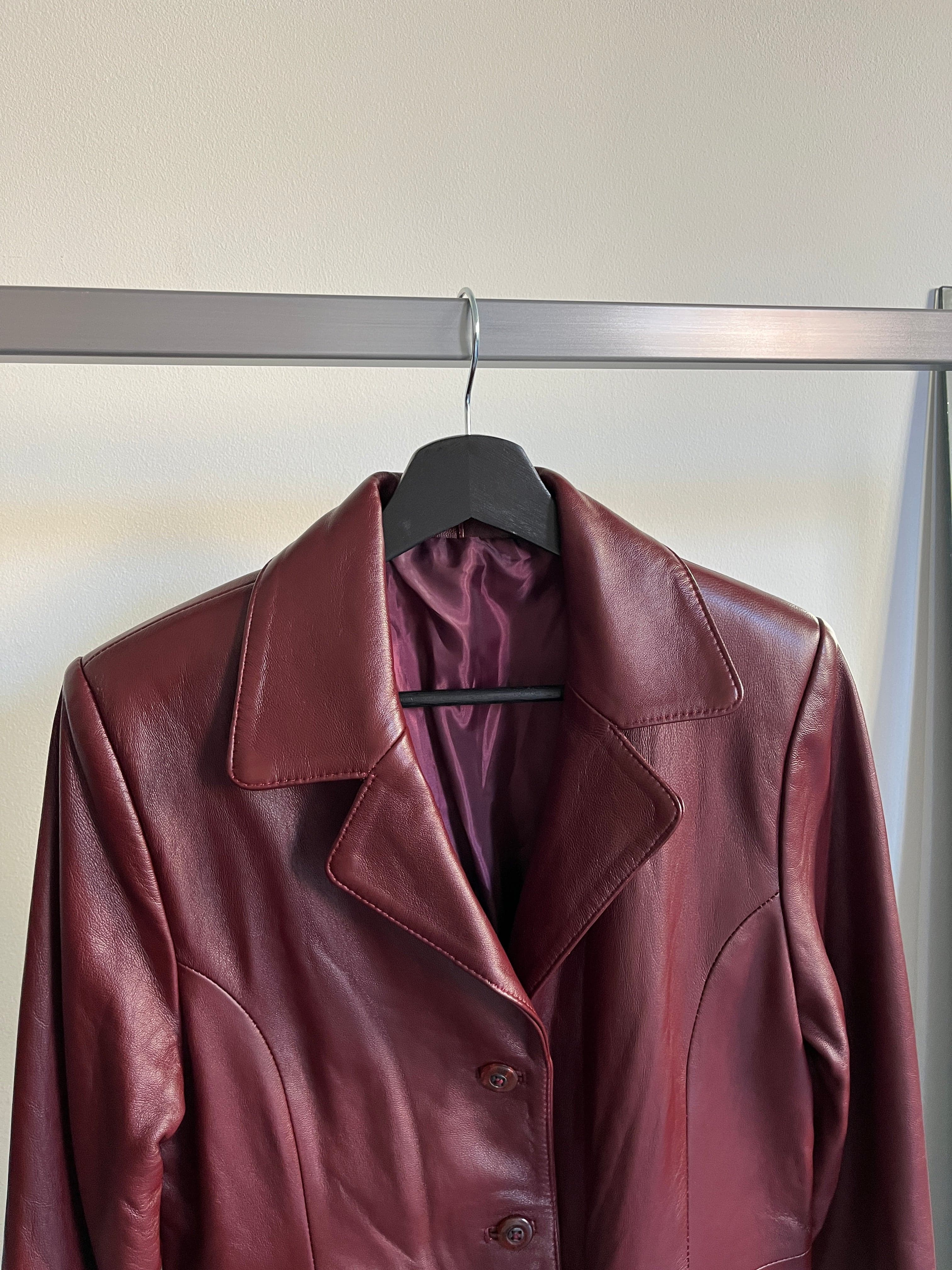 Burgundy Leather Coat - IMG_2379