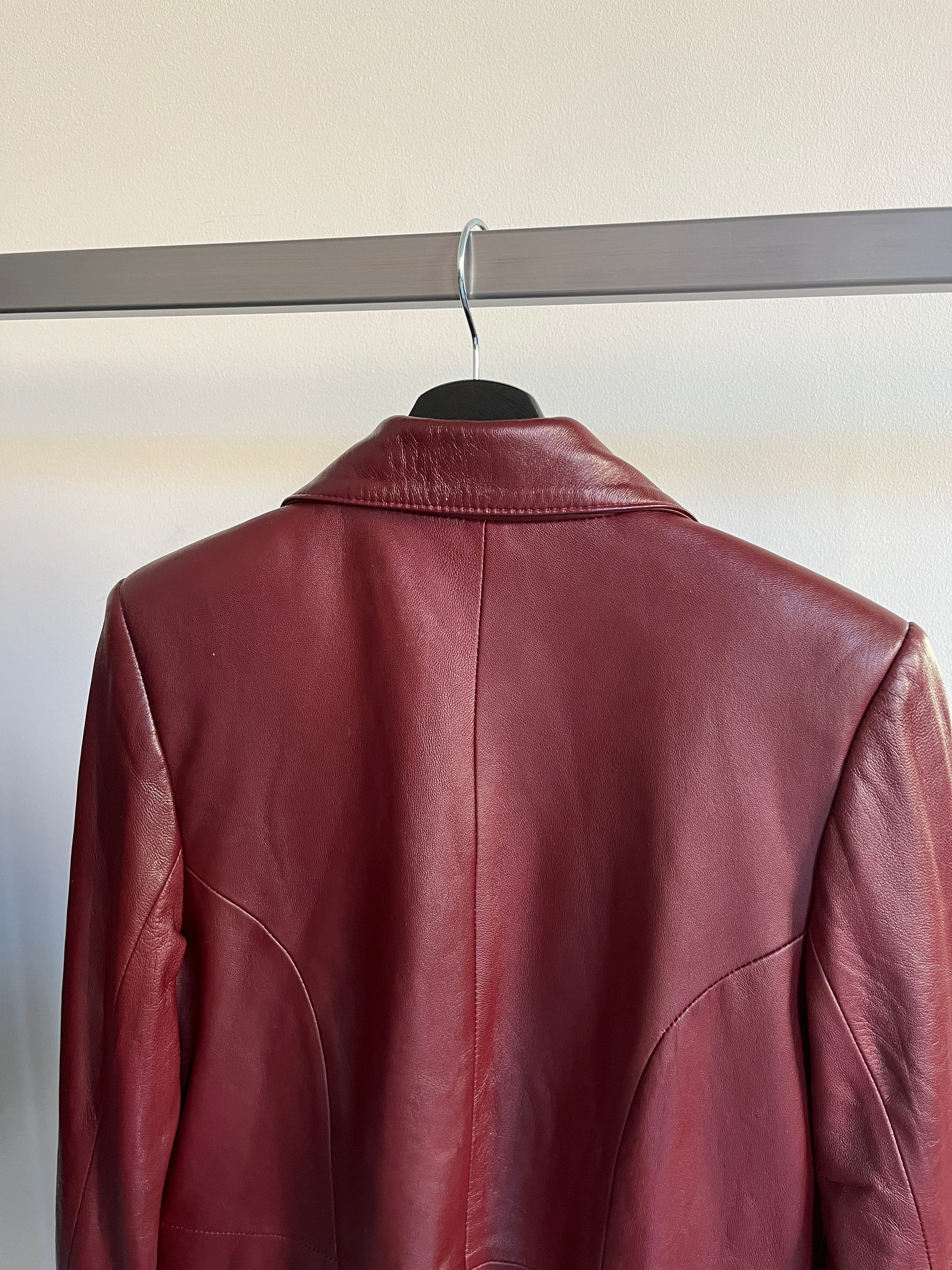 Burgundy Leather Coat - IMG_2384