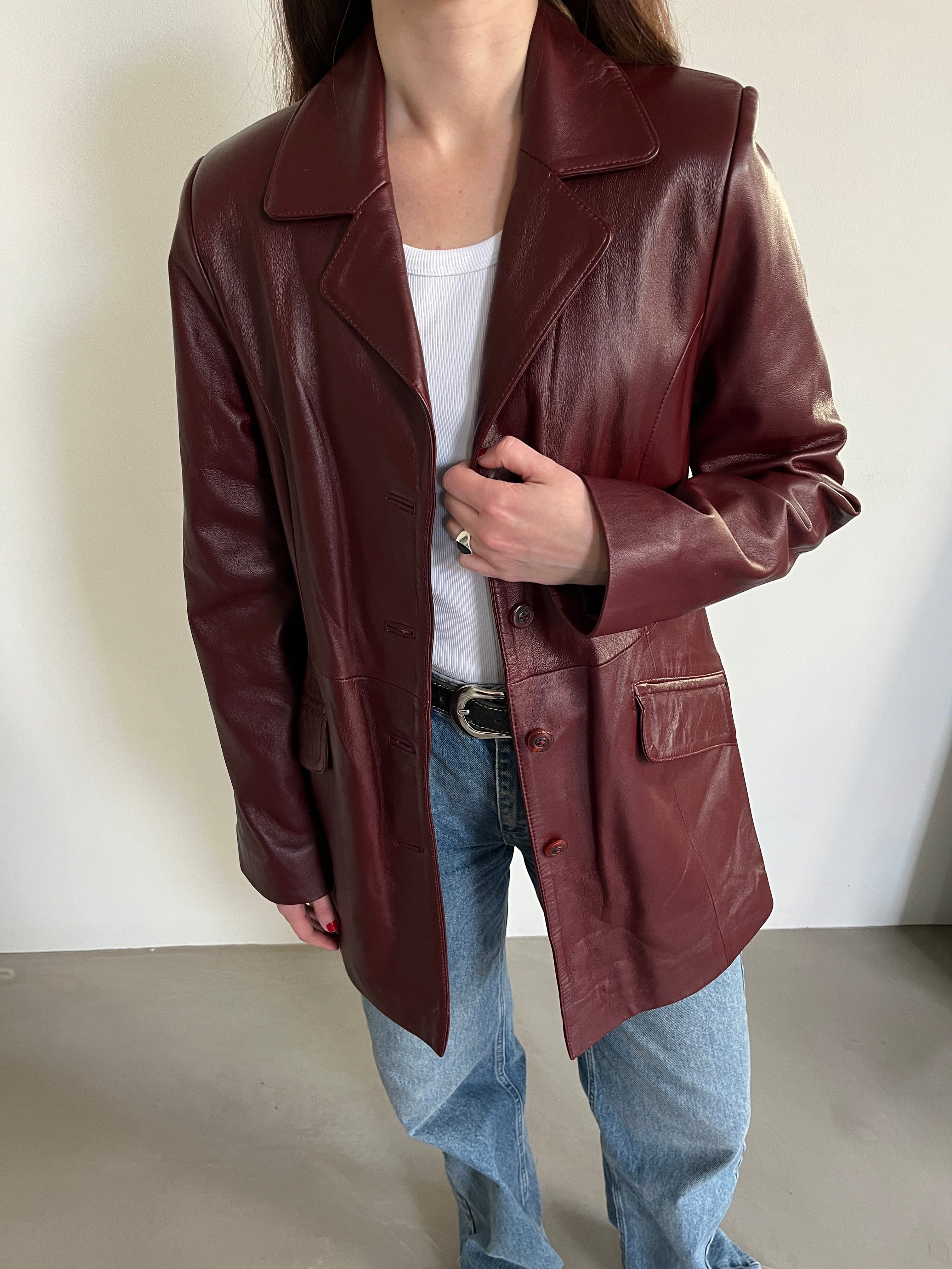 Burgundy Leather Coat - IMG_29764