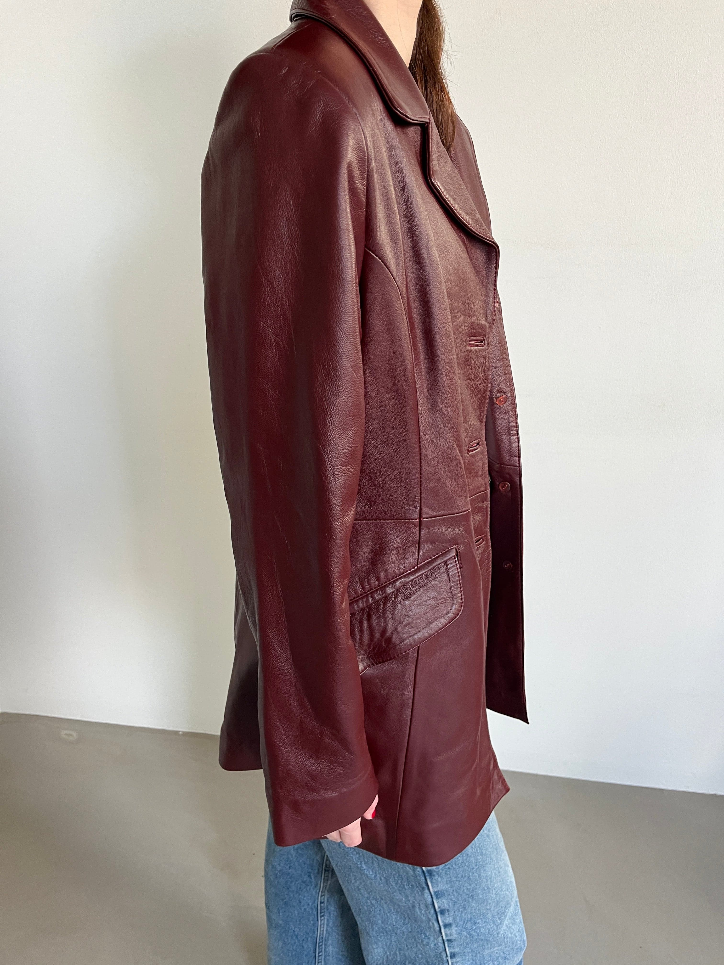 Burgundy Leather Coat - IMG_29883