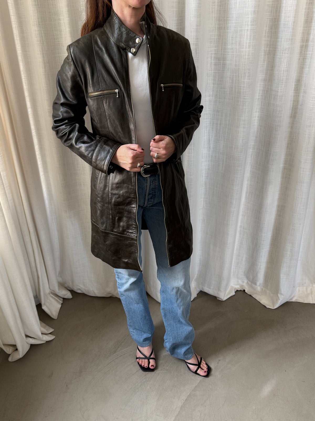 Zi Leather Coat