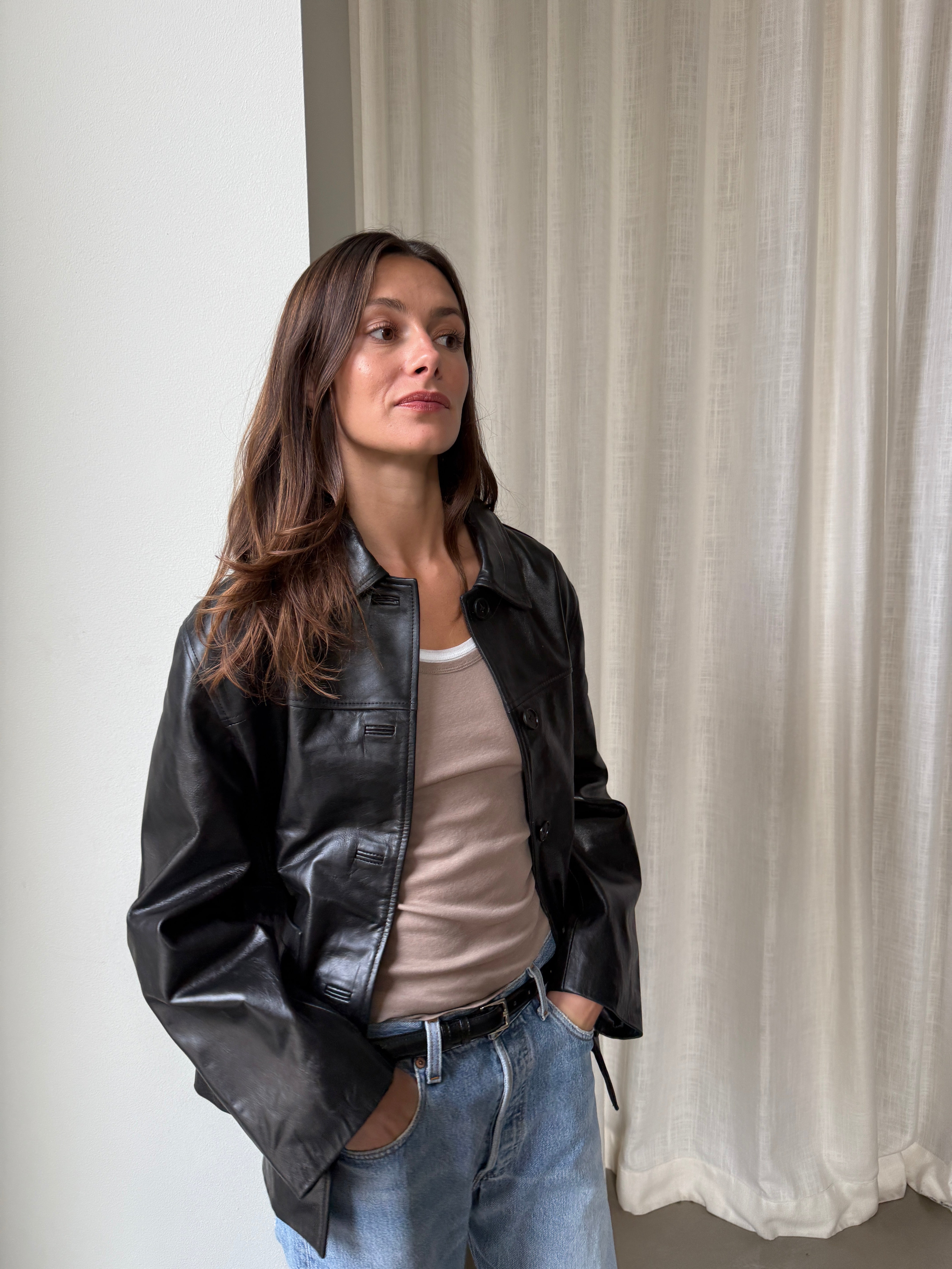River Black Leather