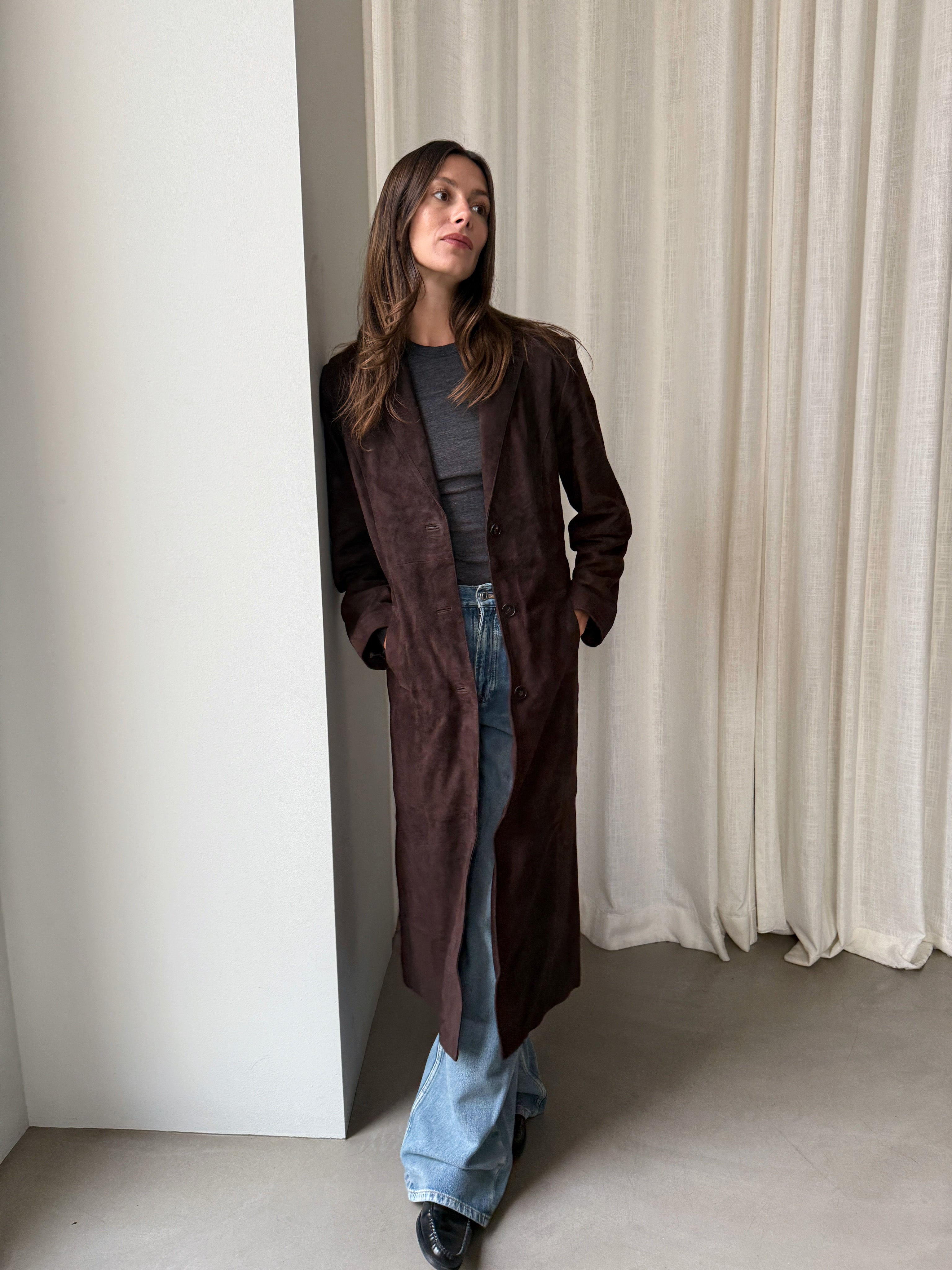Luna Coat Brown Suede