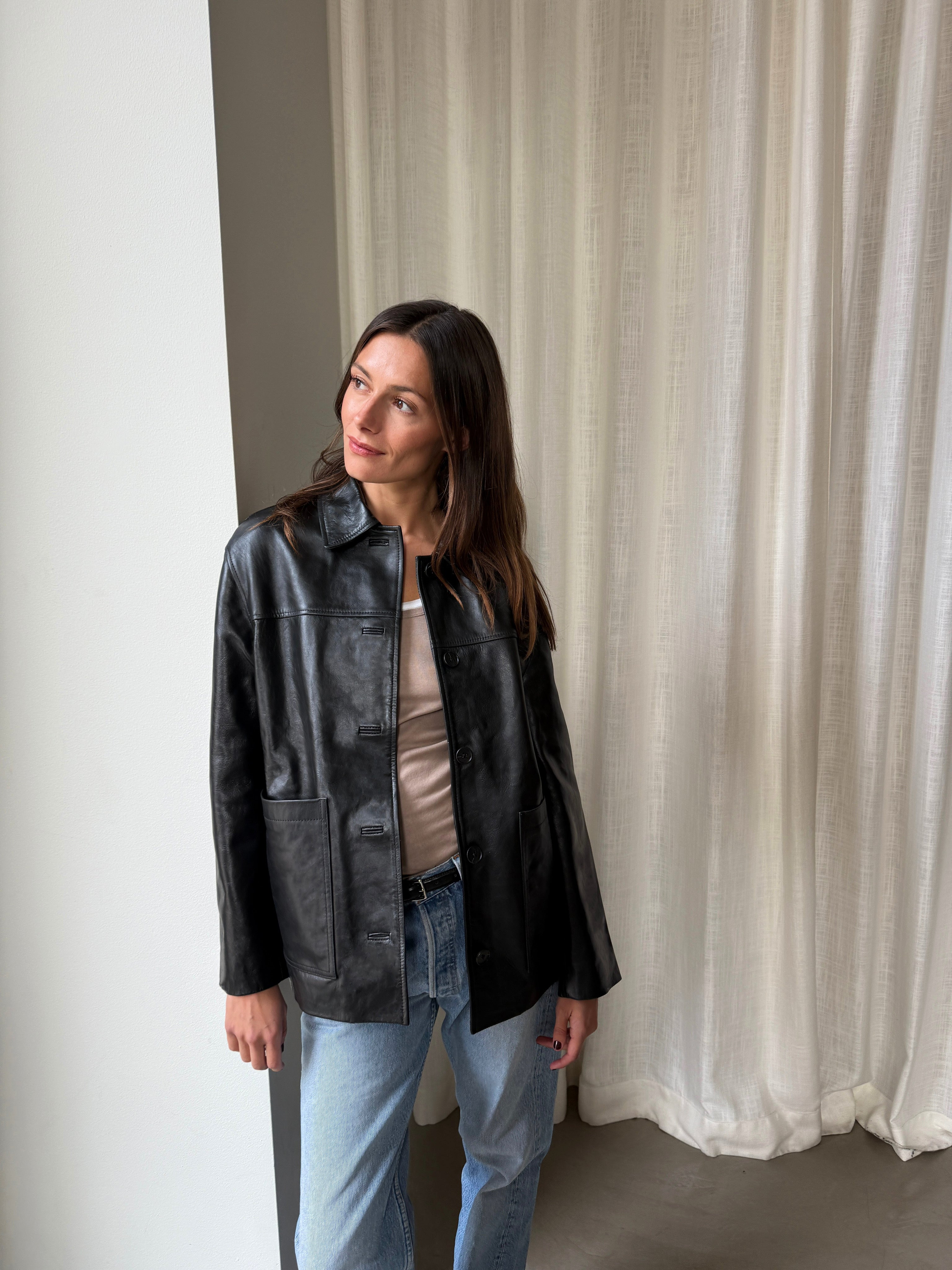 River Black Leather