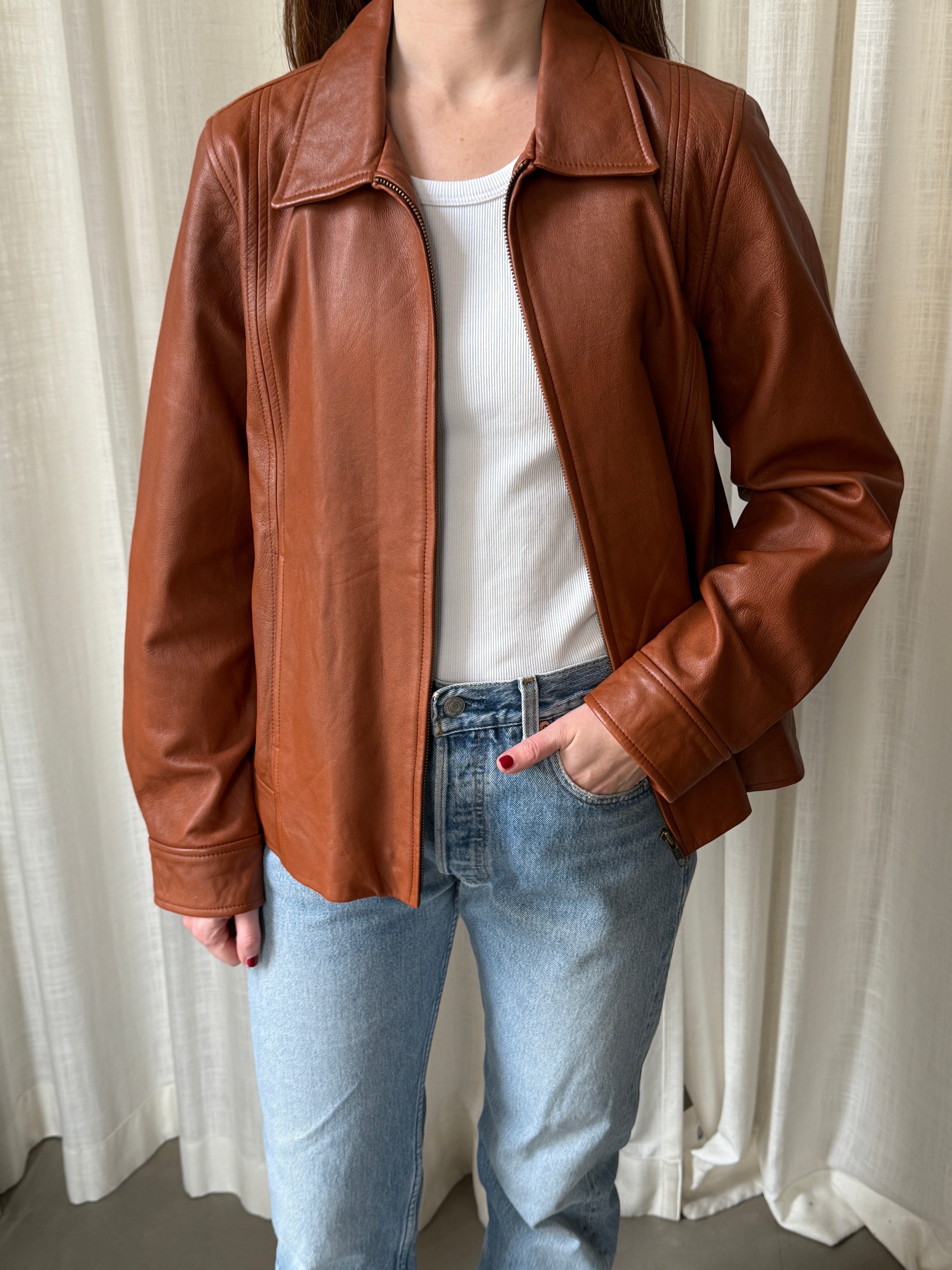 Cognac Leather Jacket