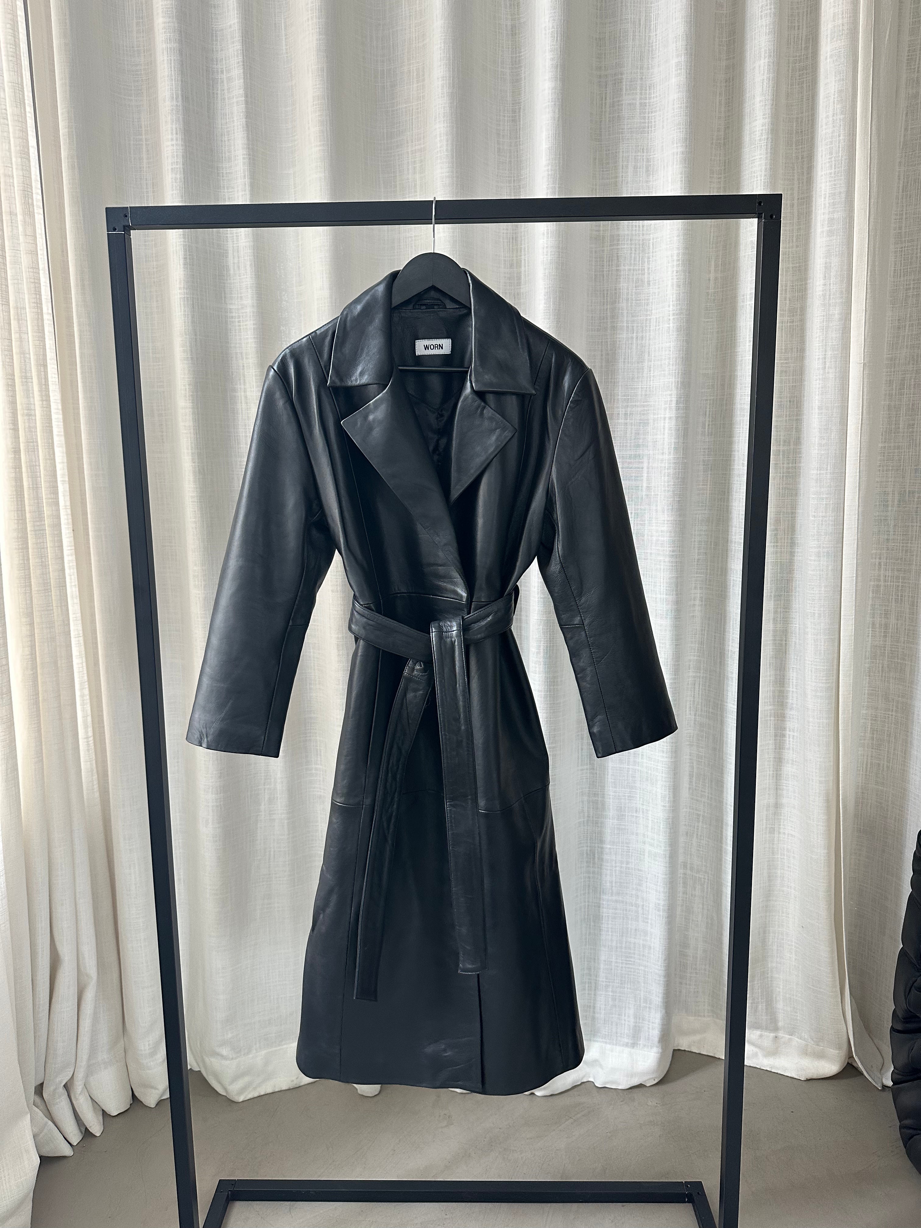 Black Leather Coat - Sample