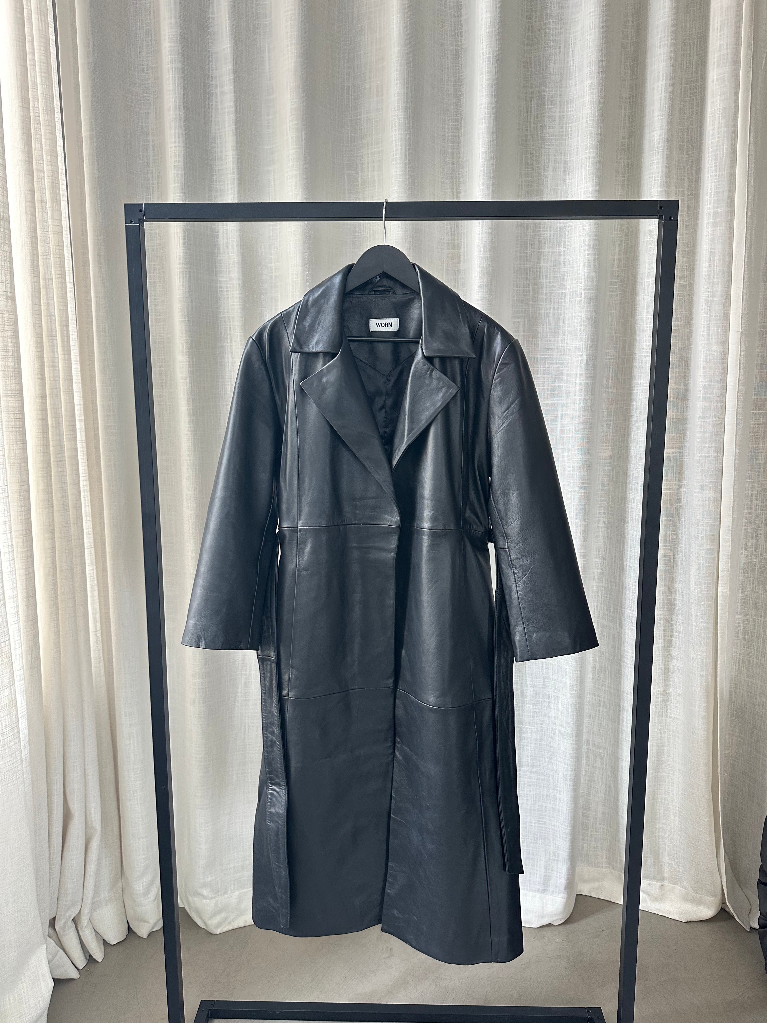 Black Leather Coat - Sample