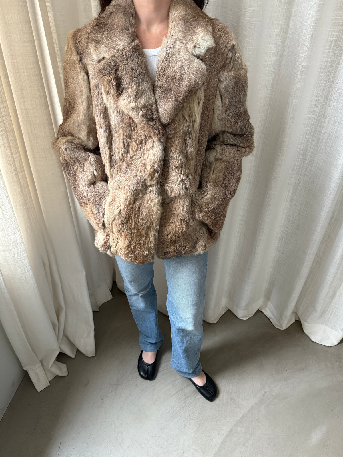 Beige Vintage Fur