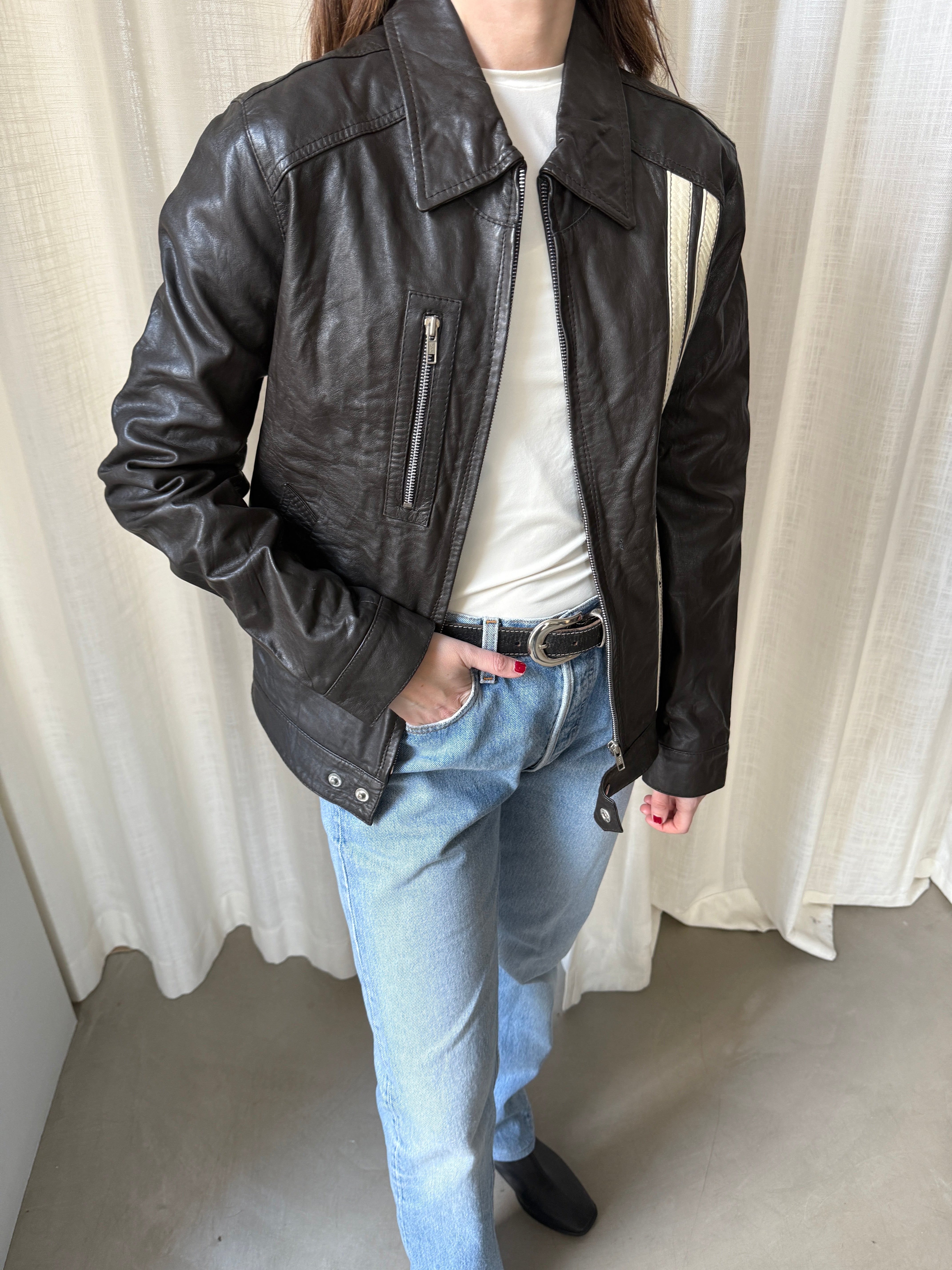 Snap Leather Jacket