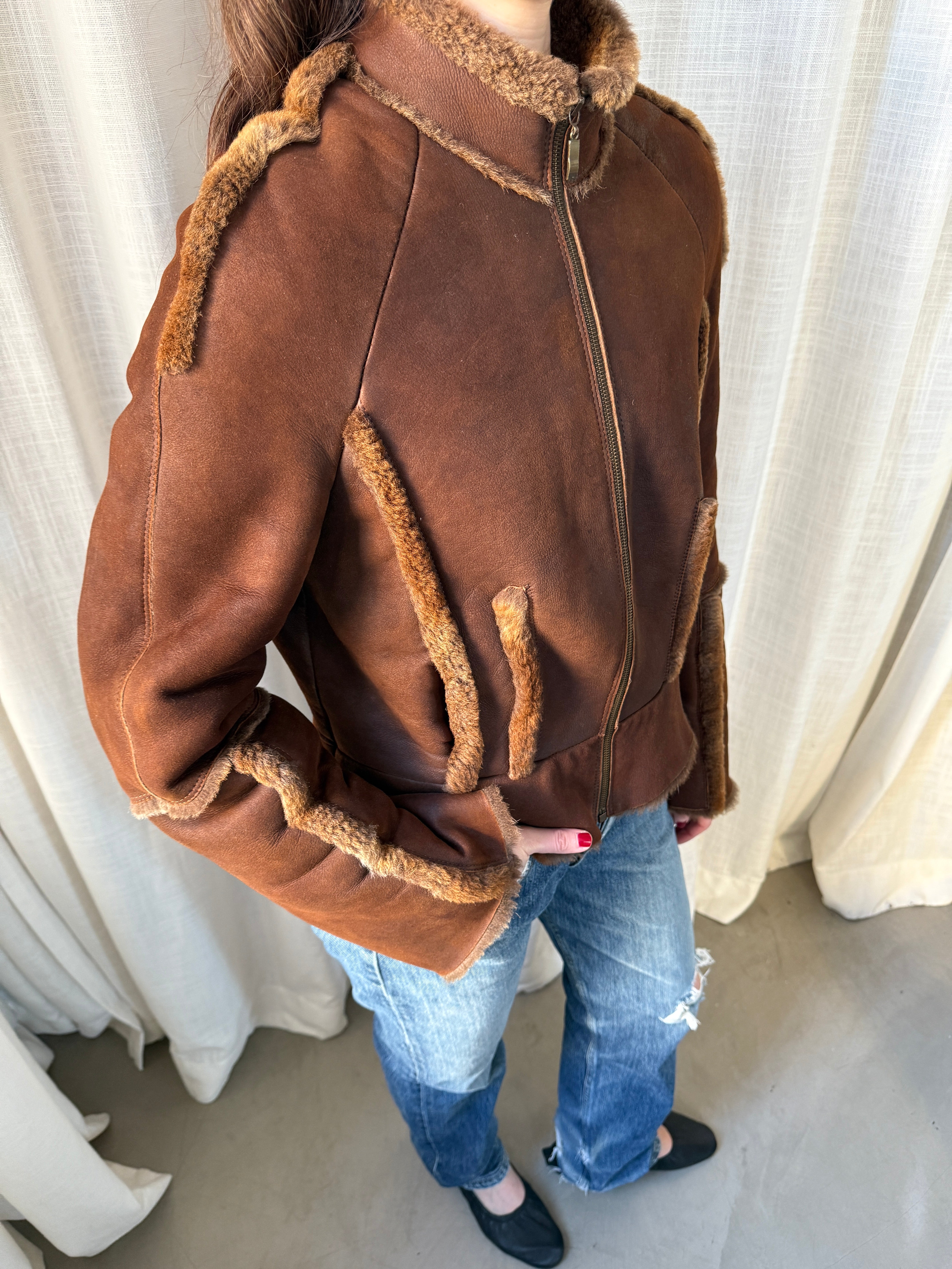 Rust Shearling Jacket