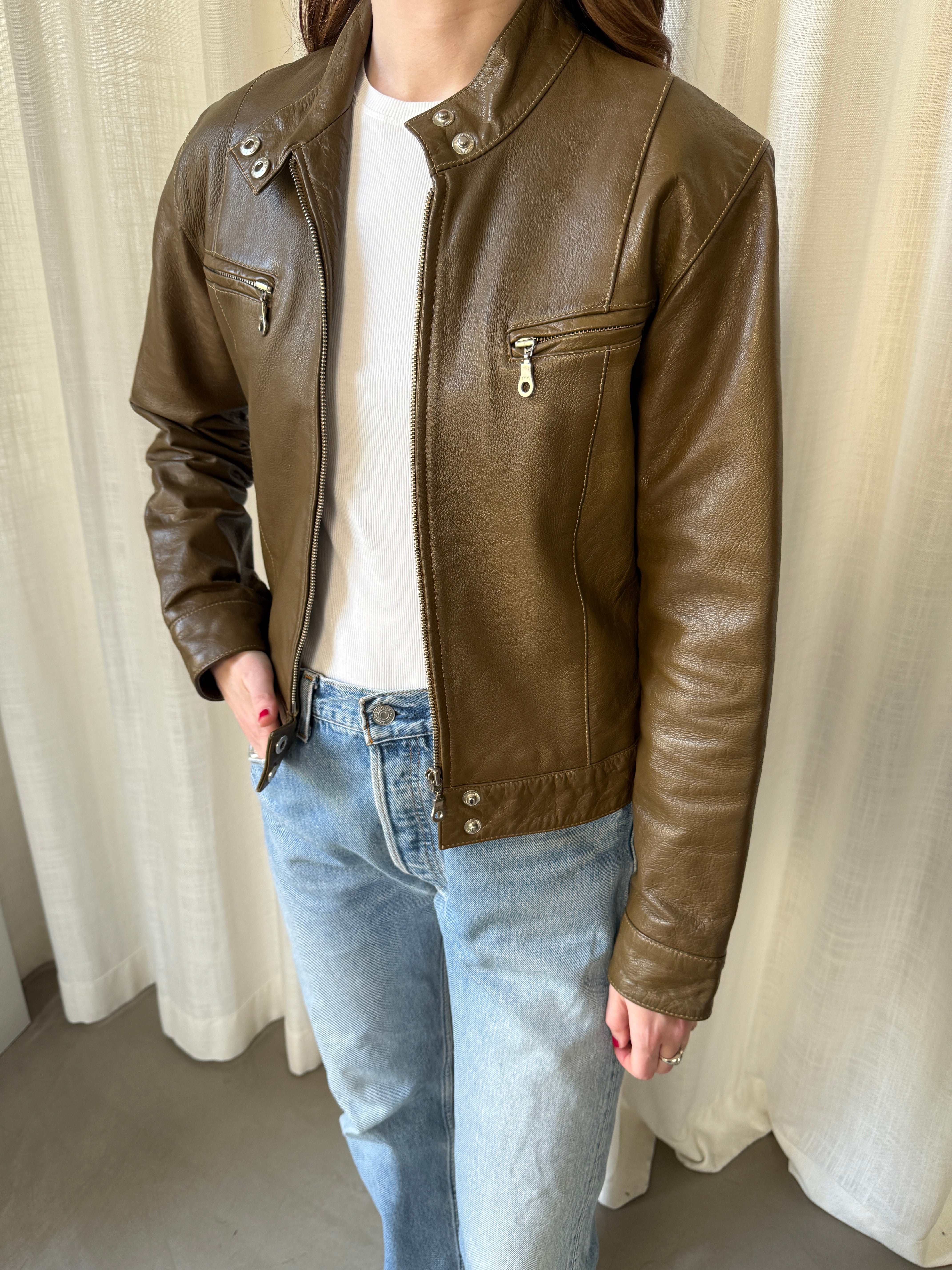 Khaki Leather Jacket