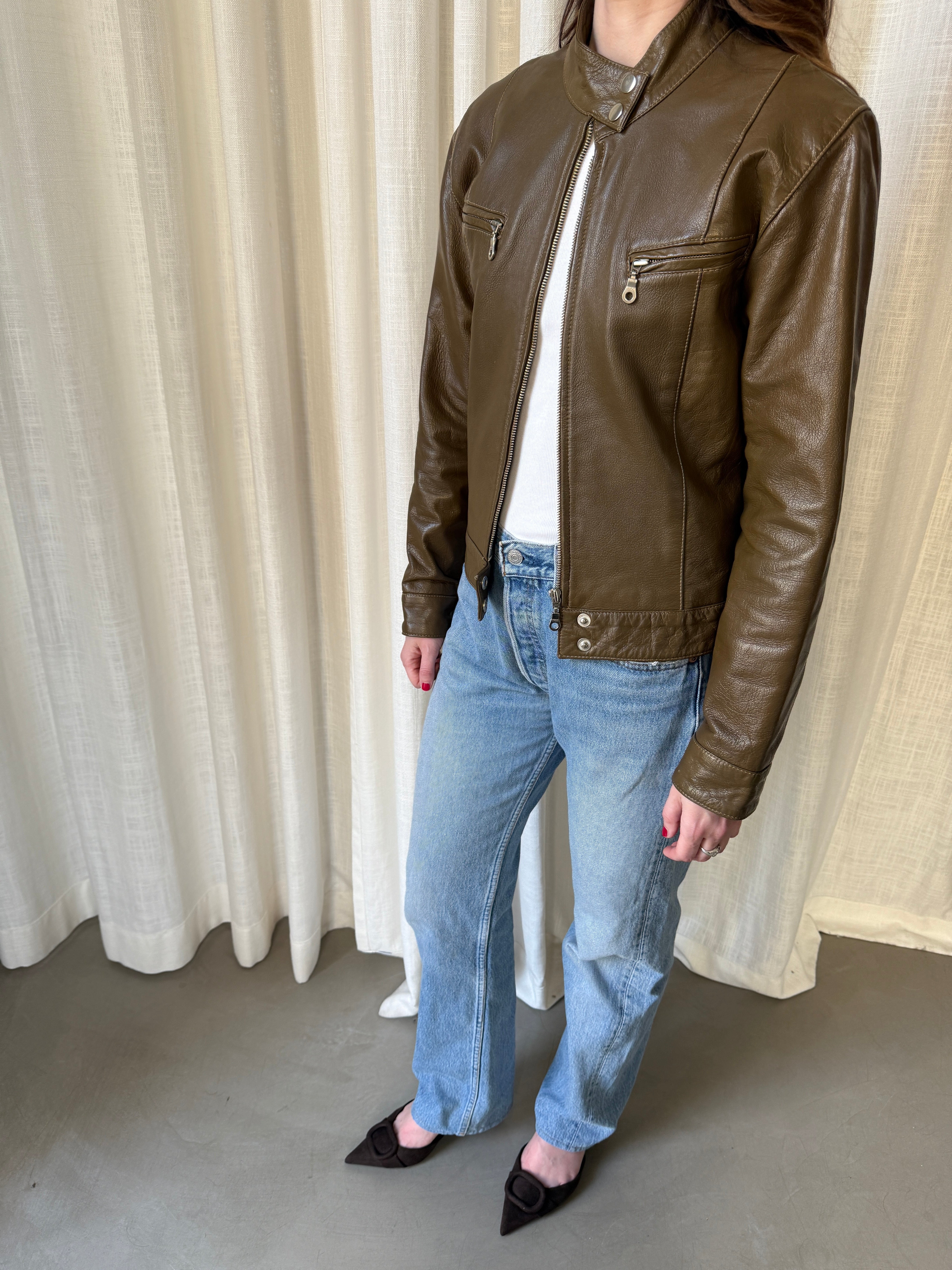 Khaki Leather Jacket