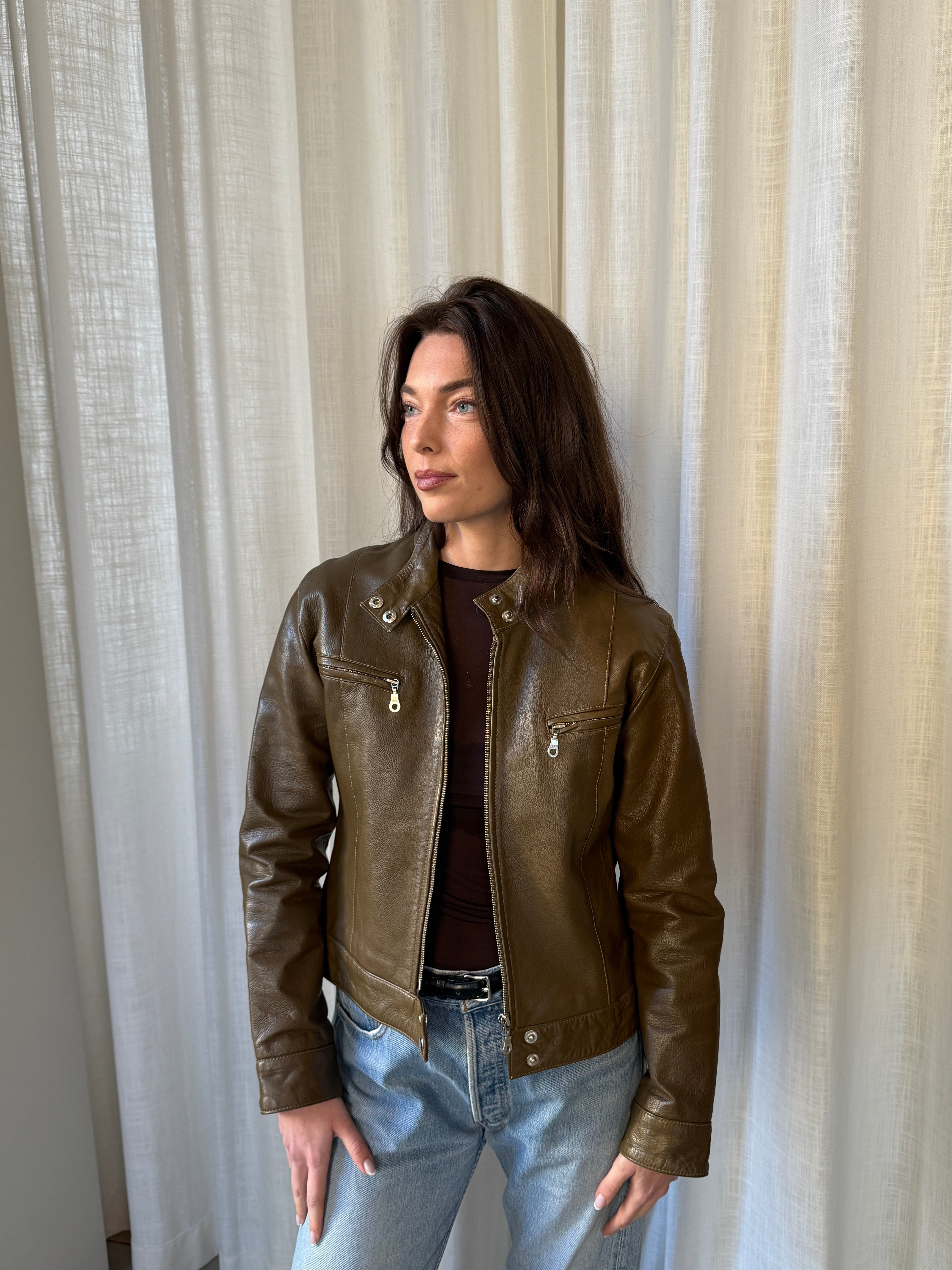 Khaki Leather Jacket