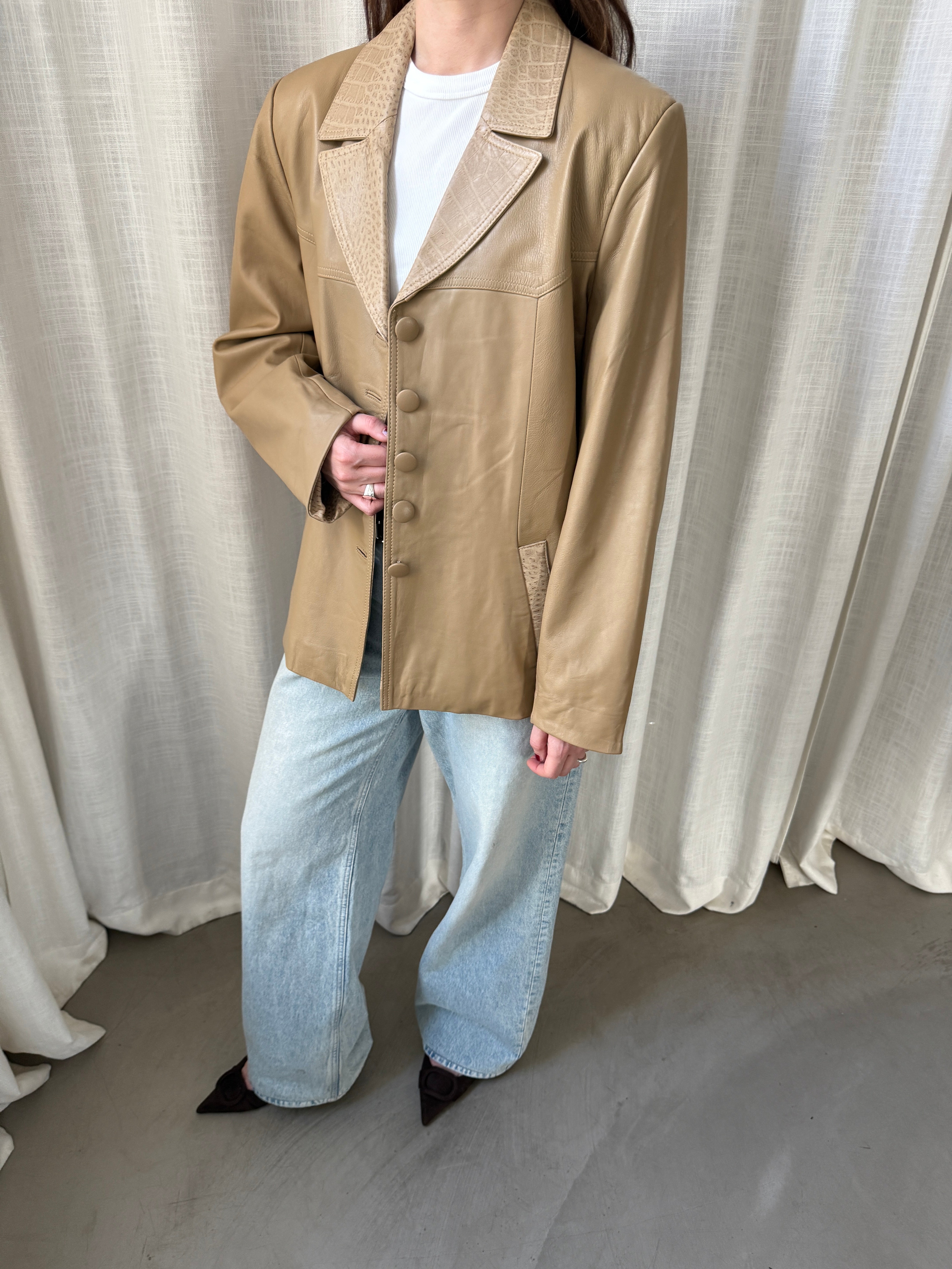 Croc Leather Blazer